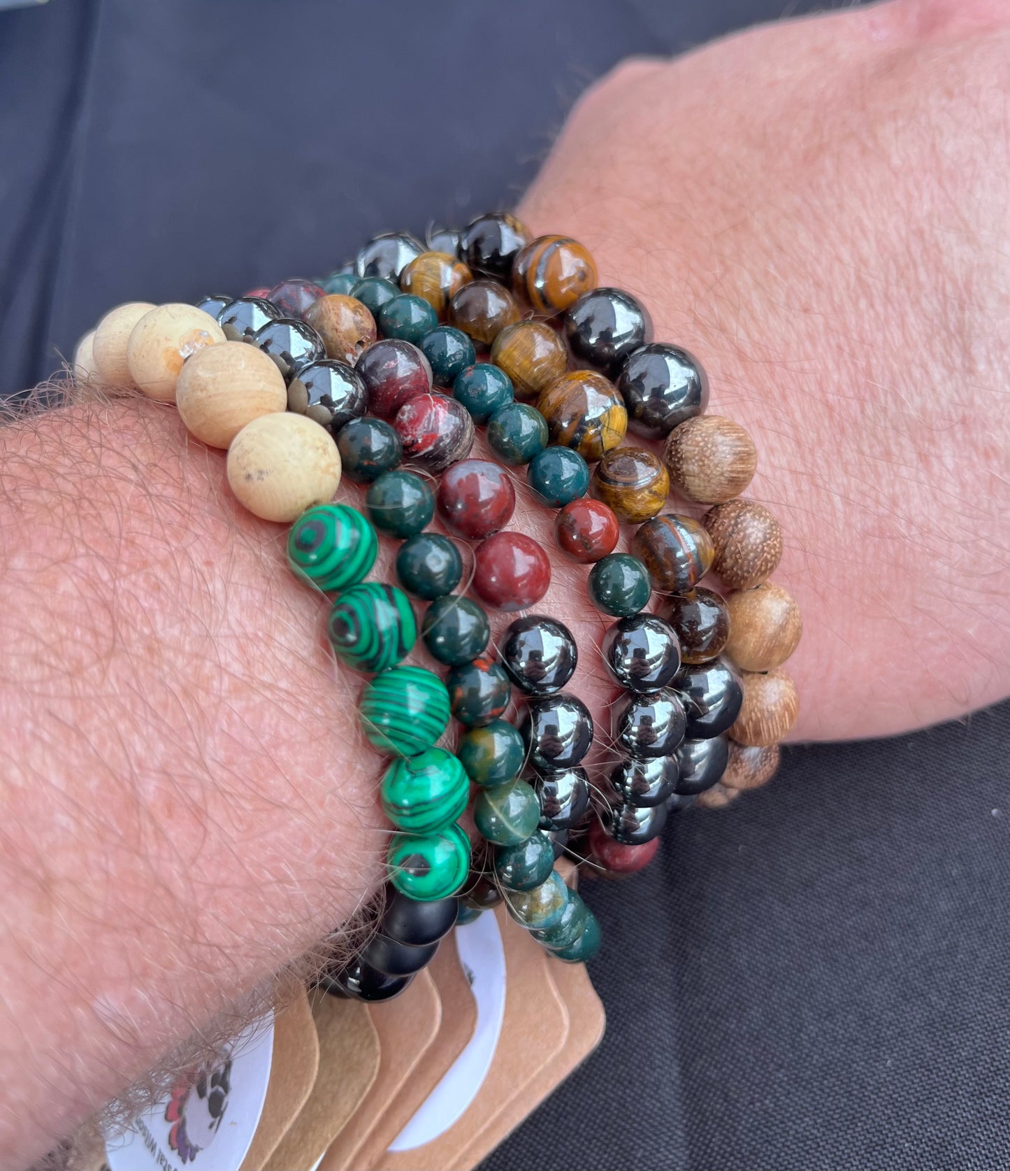 “Health & Vitality” Crystal Bracelet – Hematite, Bloodstone & Jasper