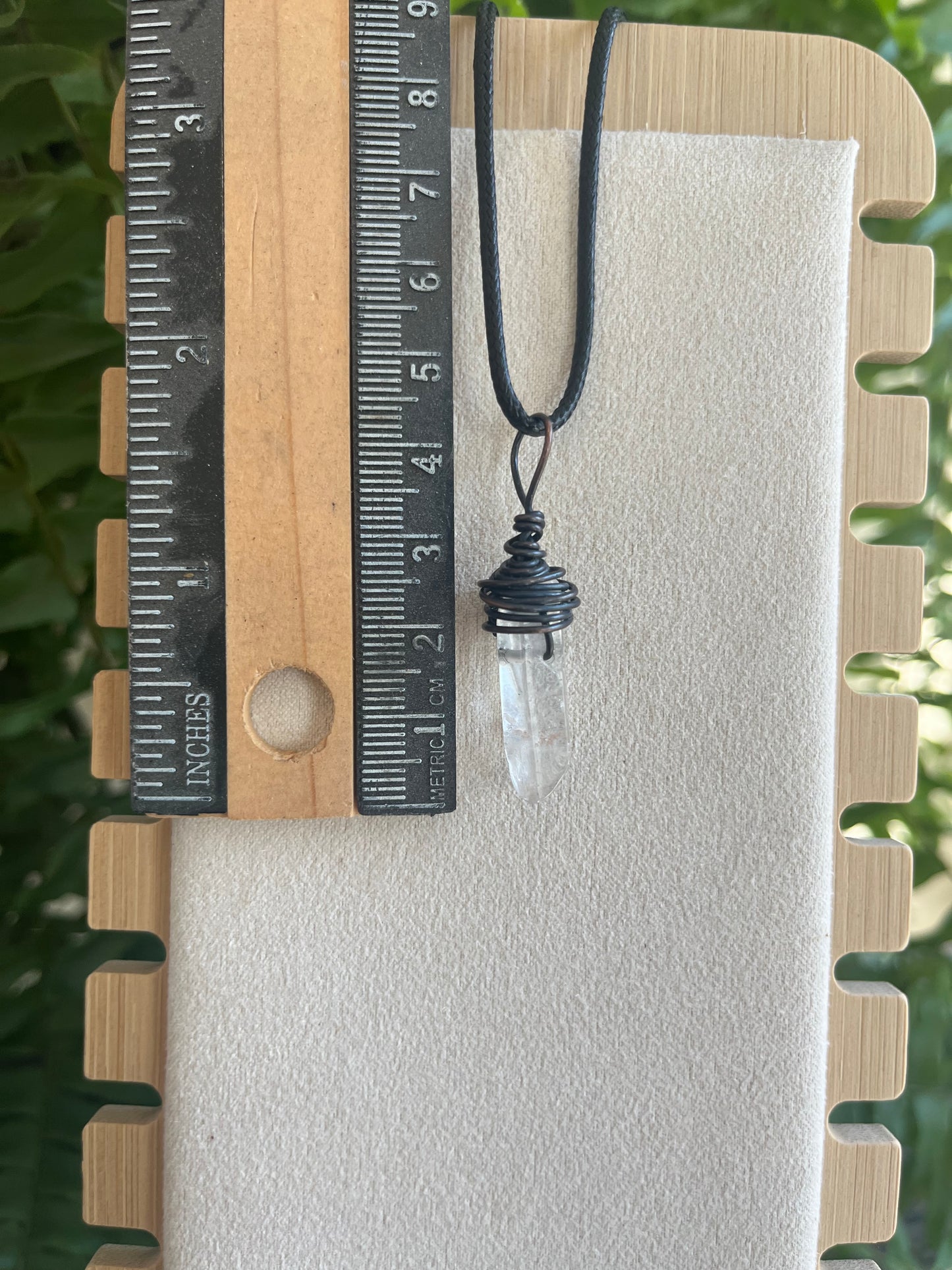 Clear Quartz in copper wire, pendant / necklace