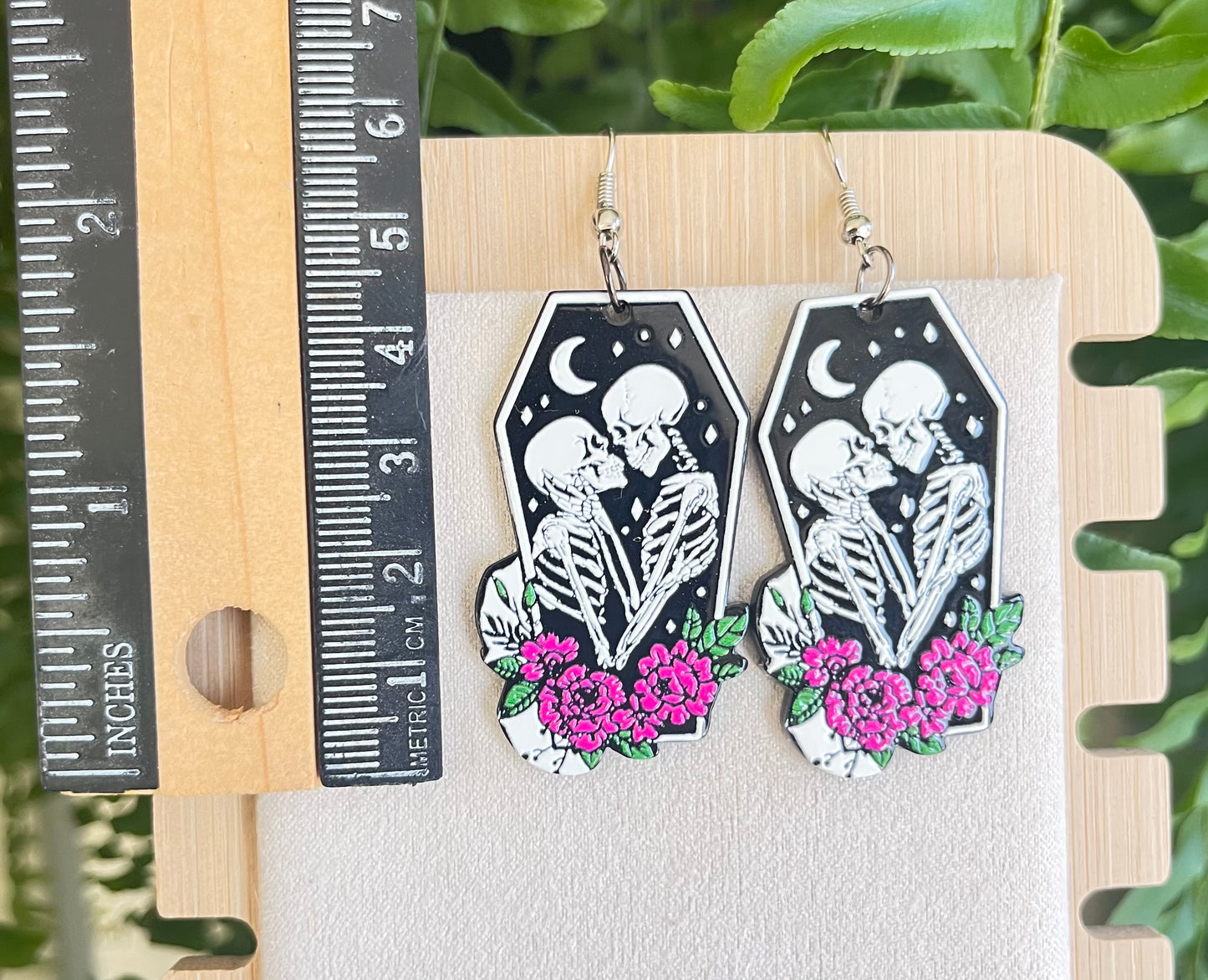 Skeleton Lovers Embrace, Earrings on silver stainless steel hooks