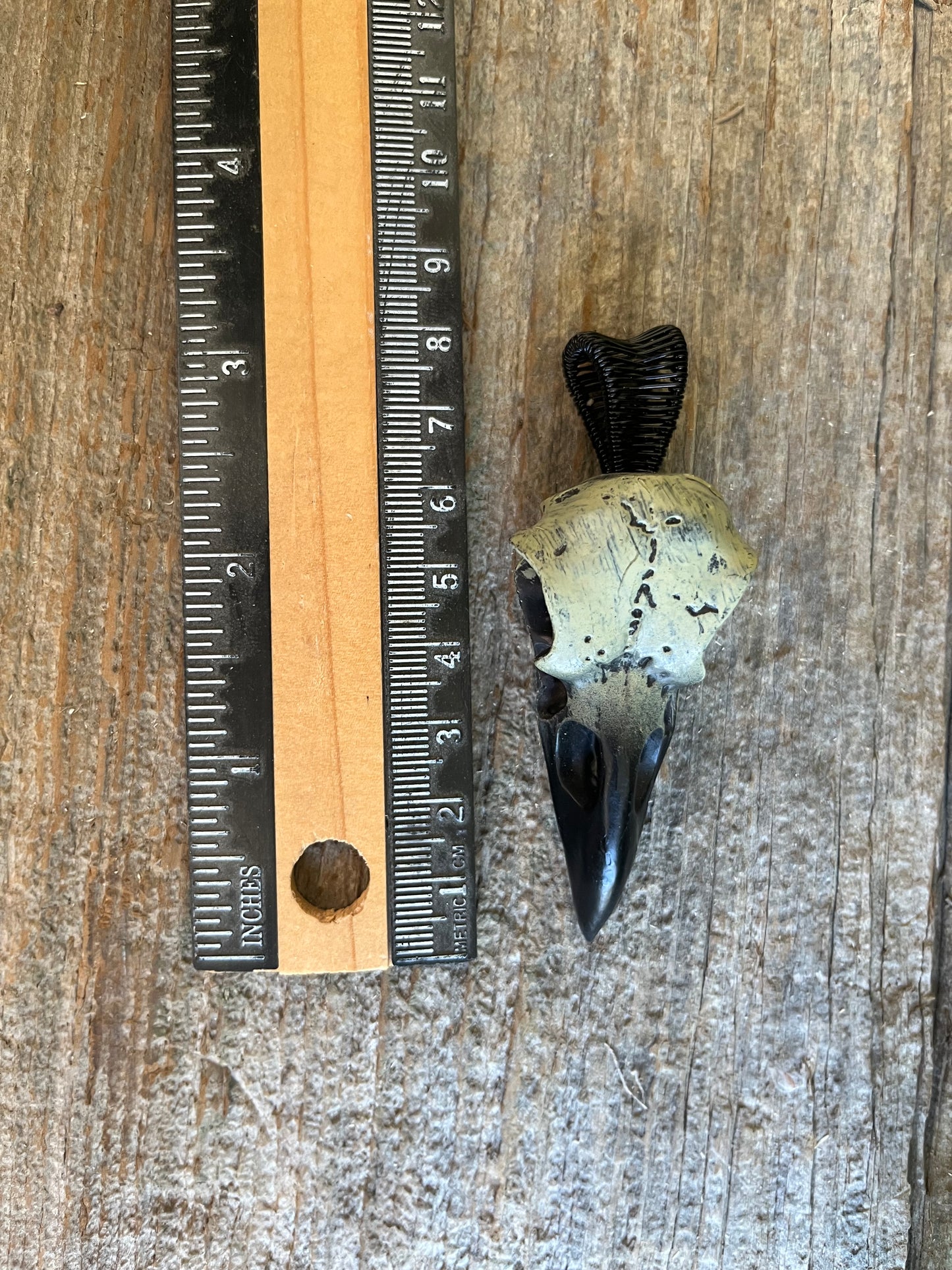 Custom Acrylic Raven Skull Pendant – Choose Your Wire (Black, Copper, or Silver)