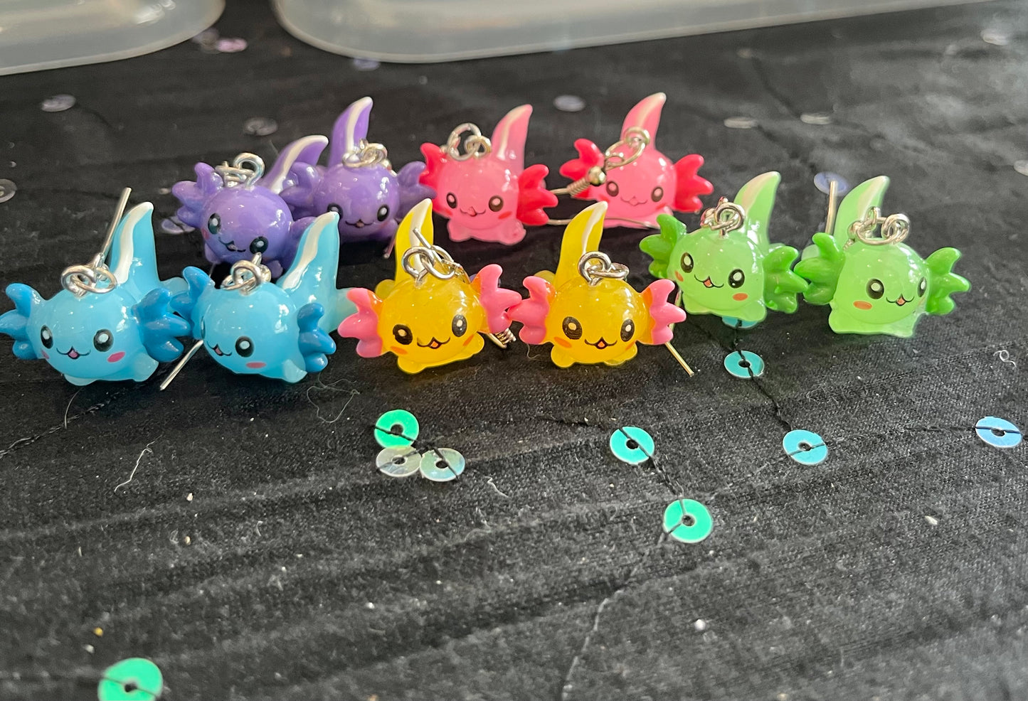 Blue Axolotl Earrings