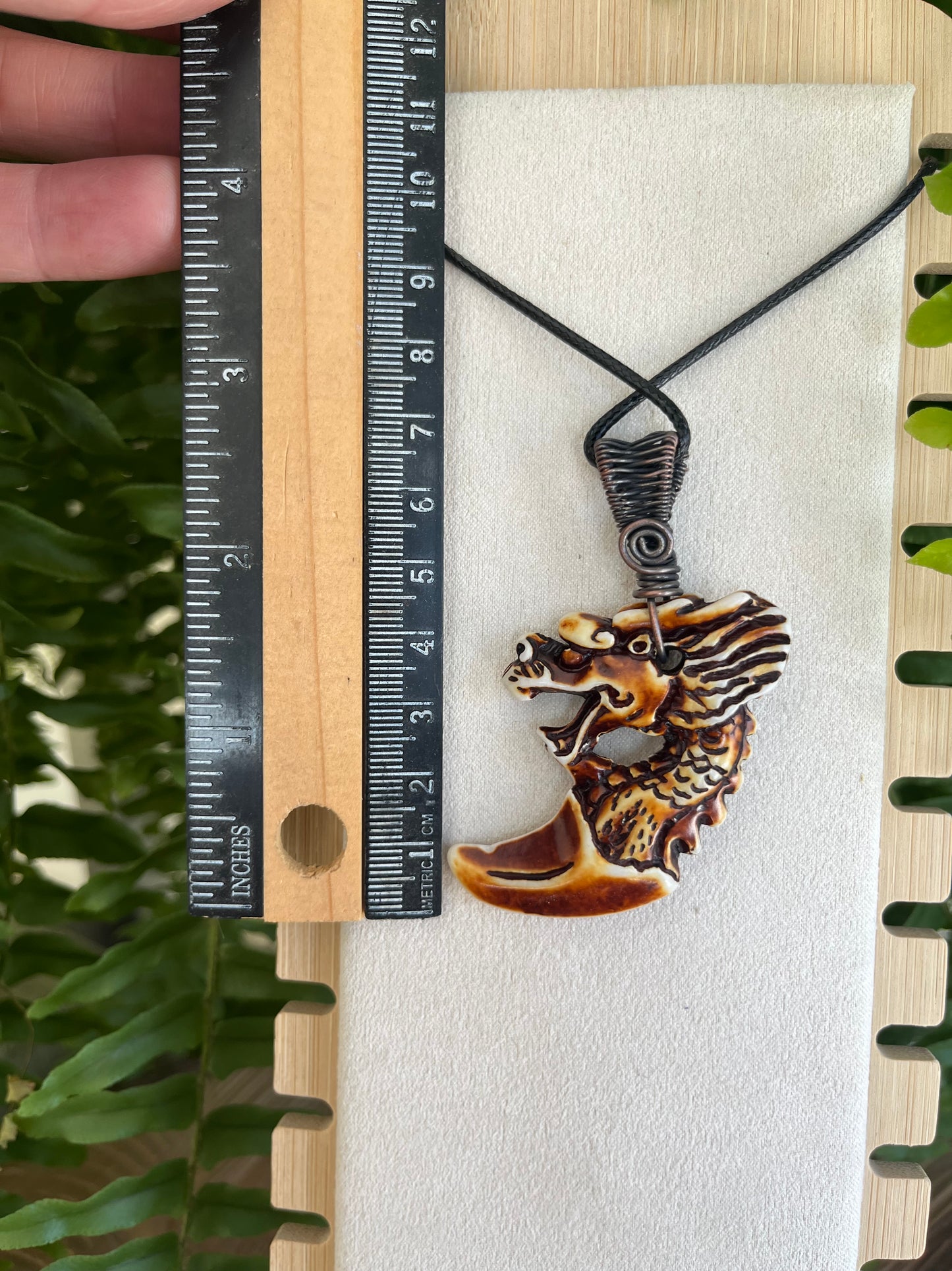 Reversible Dragon Pendant – Wire Wrapped Antiqued Copper & Acrylic Totem
