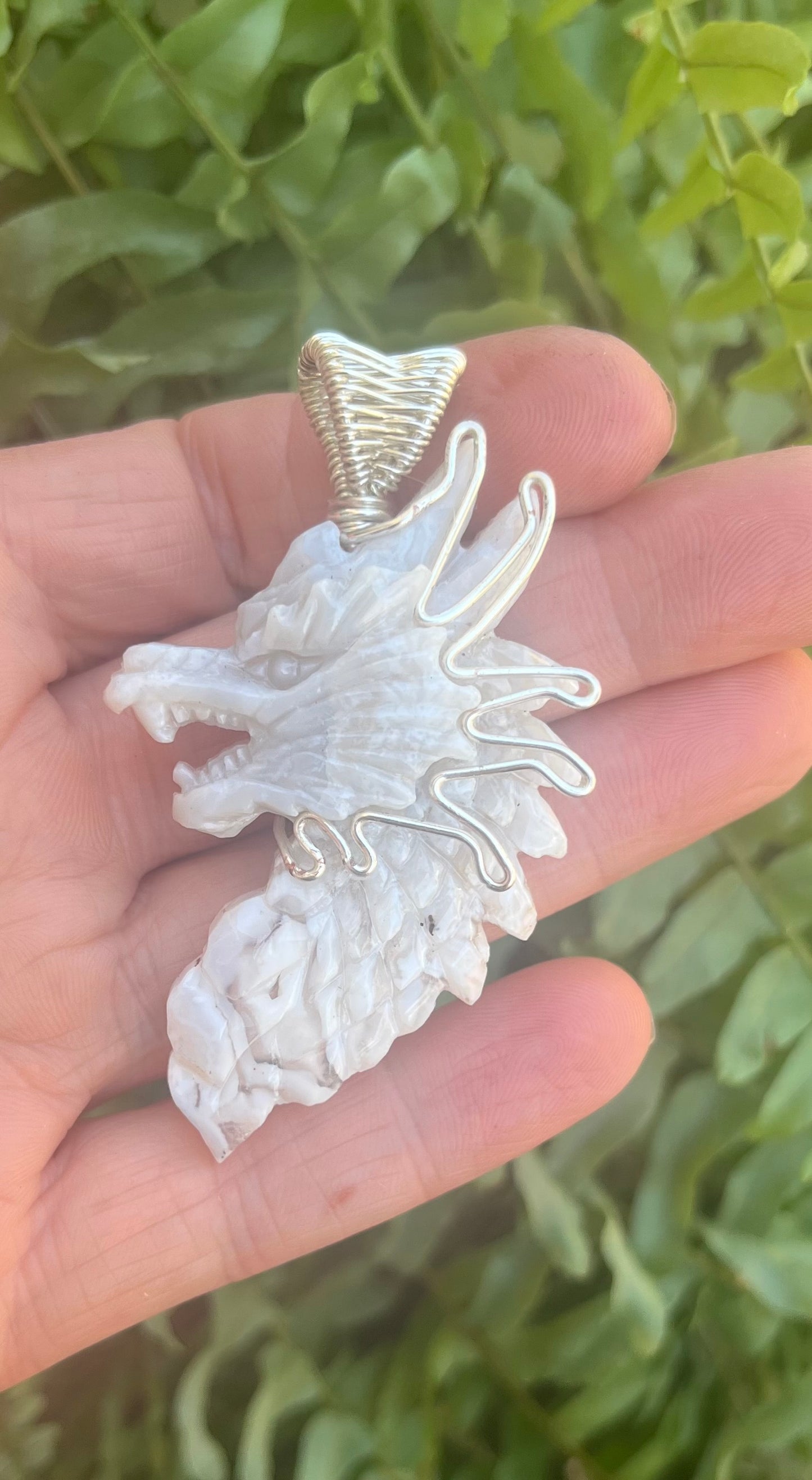 Custom Dark Palm Root Crystal Dragon Pendant – Choose Your Wire Color (Silver, Copper, or Black)