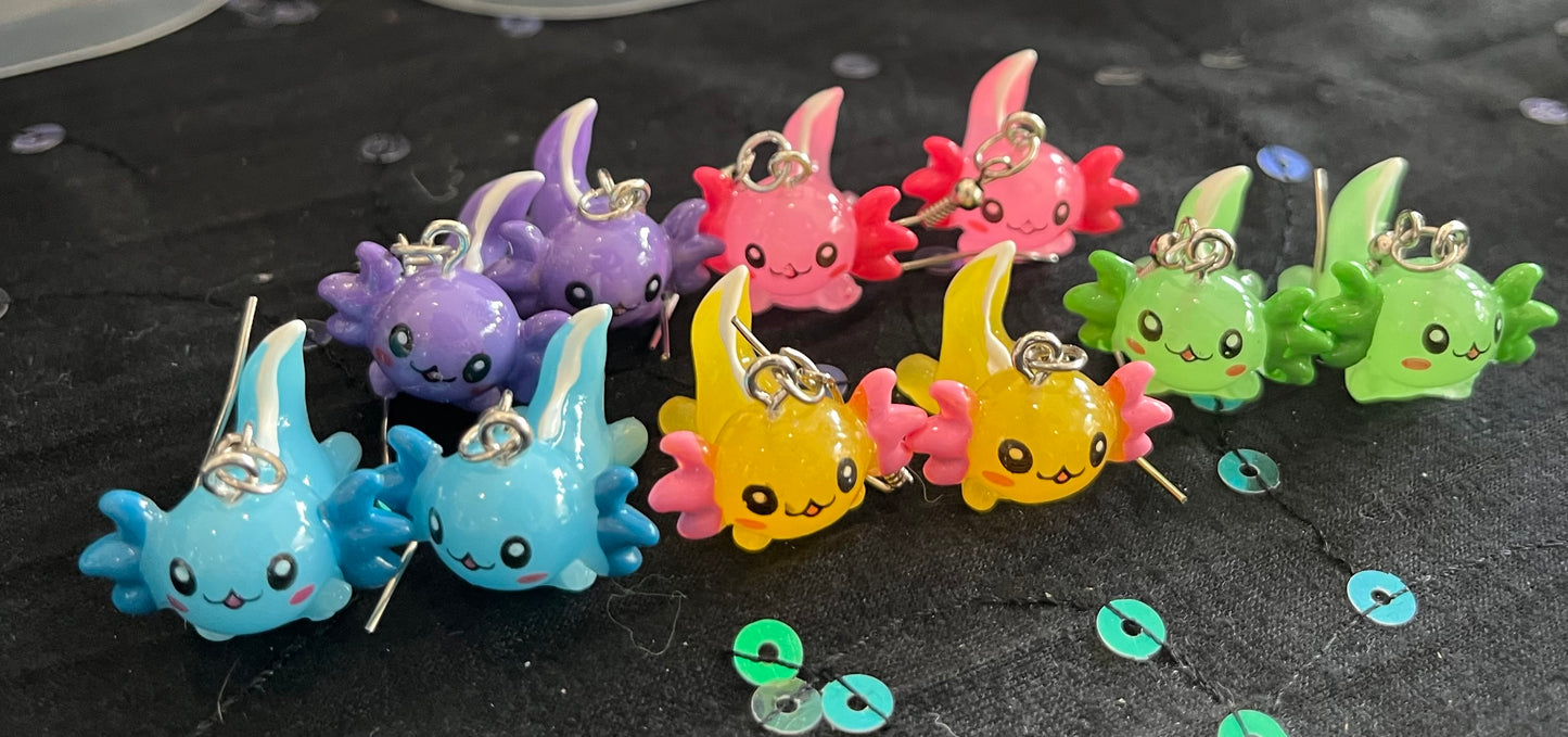 Blue Axolotl Earrings