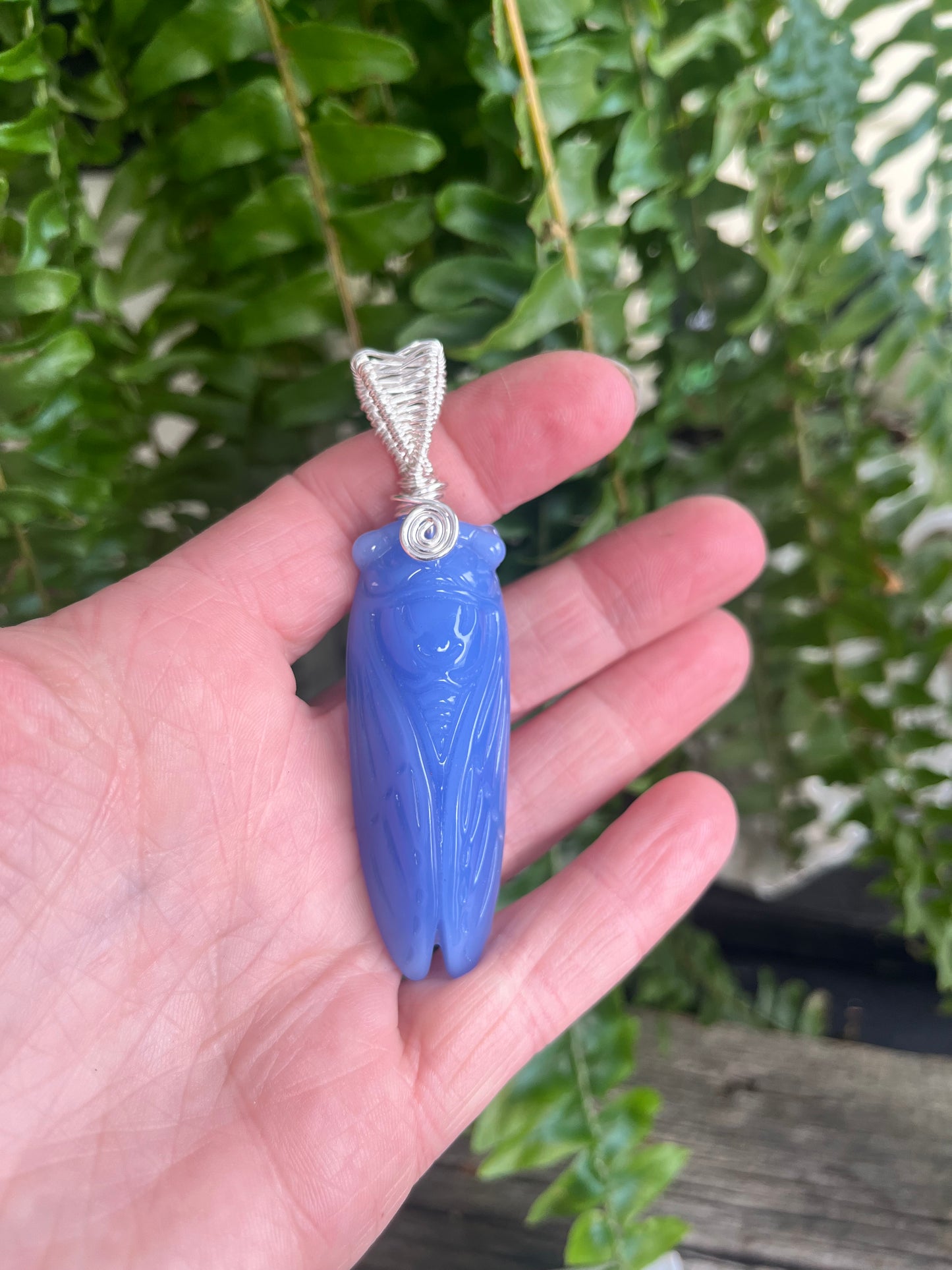 Blue Jade Cicada Pendant – Carved Renewal Talisman