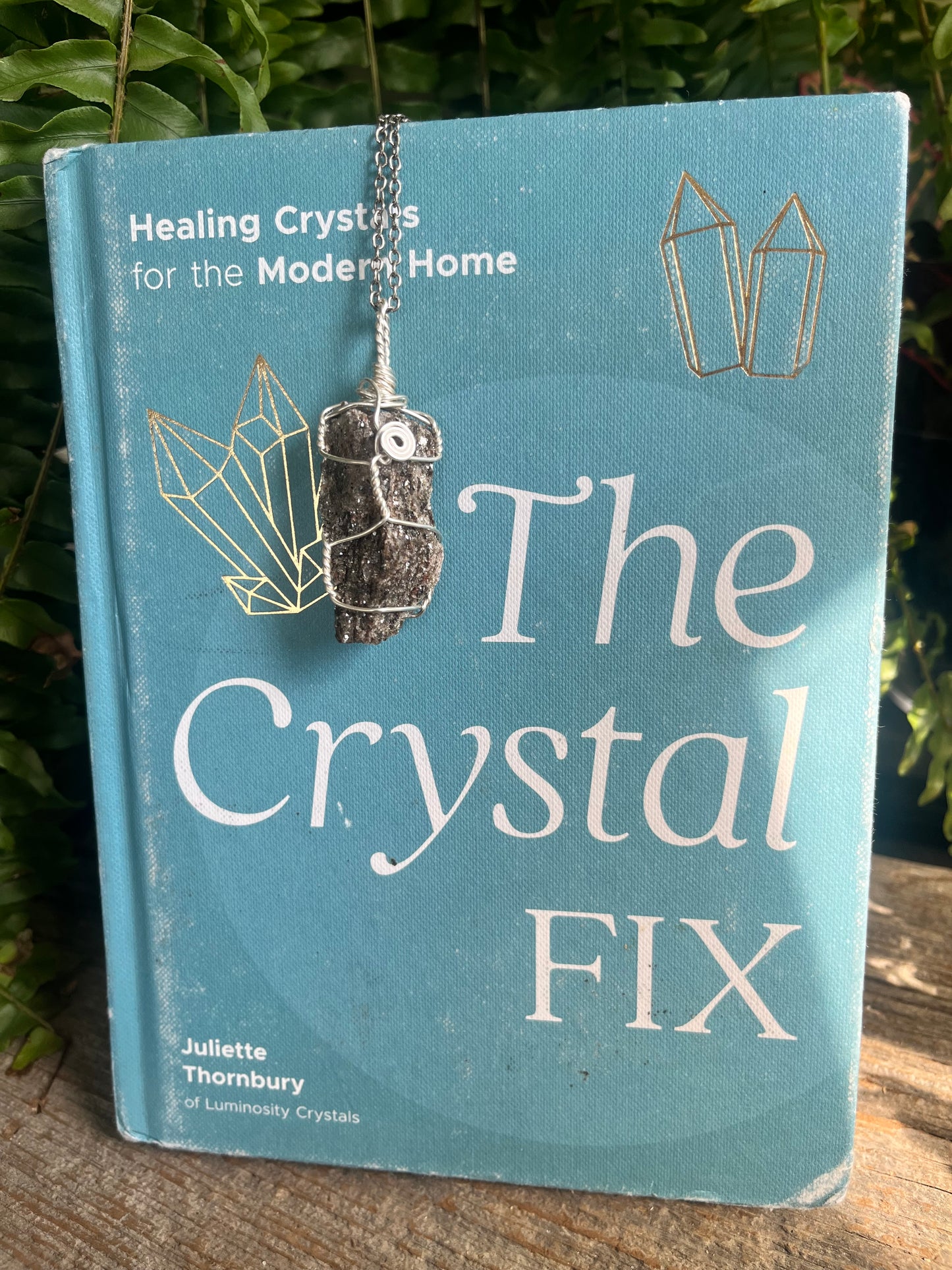 The Crystal Fix Bundle | Mica Schist Wire Wrapped Necklace + Crystal Book