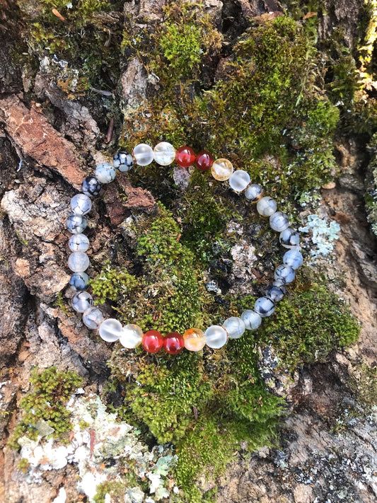 “Energy & Emotional Healing” Stretchy Bracelet with Agate, Citrine, Quartz & Carnelian