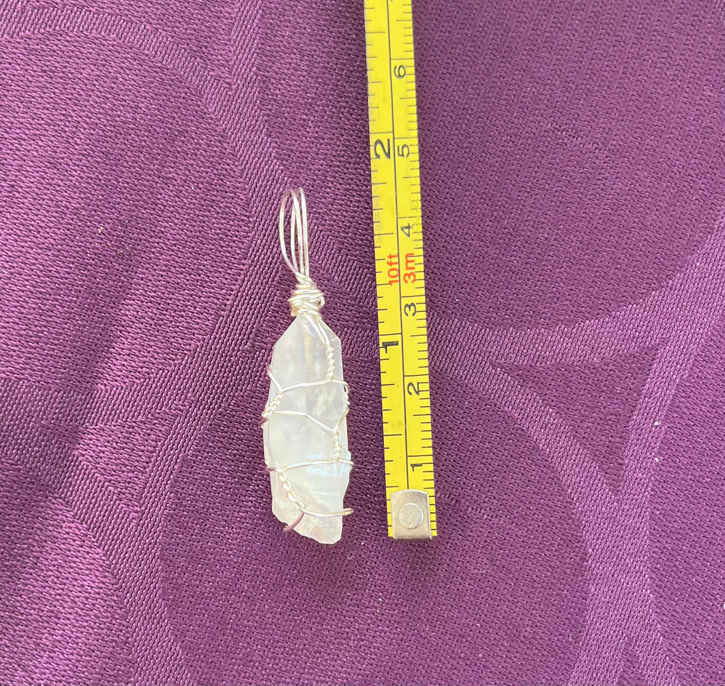 White Quartz Mini Point in Silver Wire