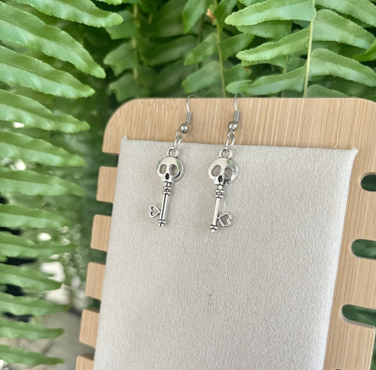 Skeleton Key Earrings on silver stainless steel hooks