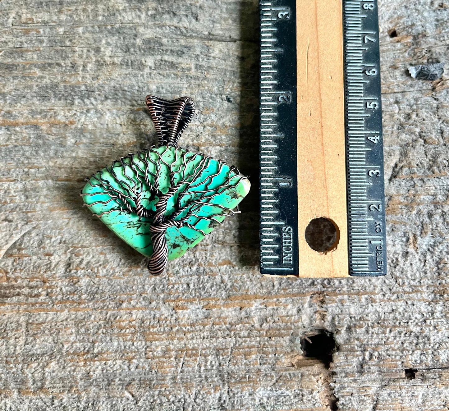 Turquoise Tree of Life Pendant – Handcrafted Copper Wire Wrapped Stone Necklace