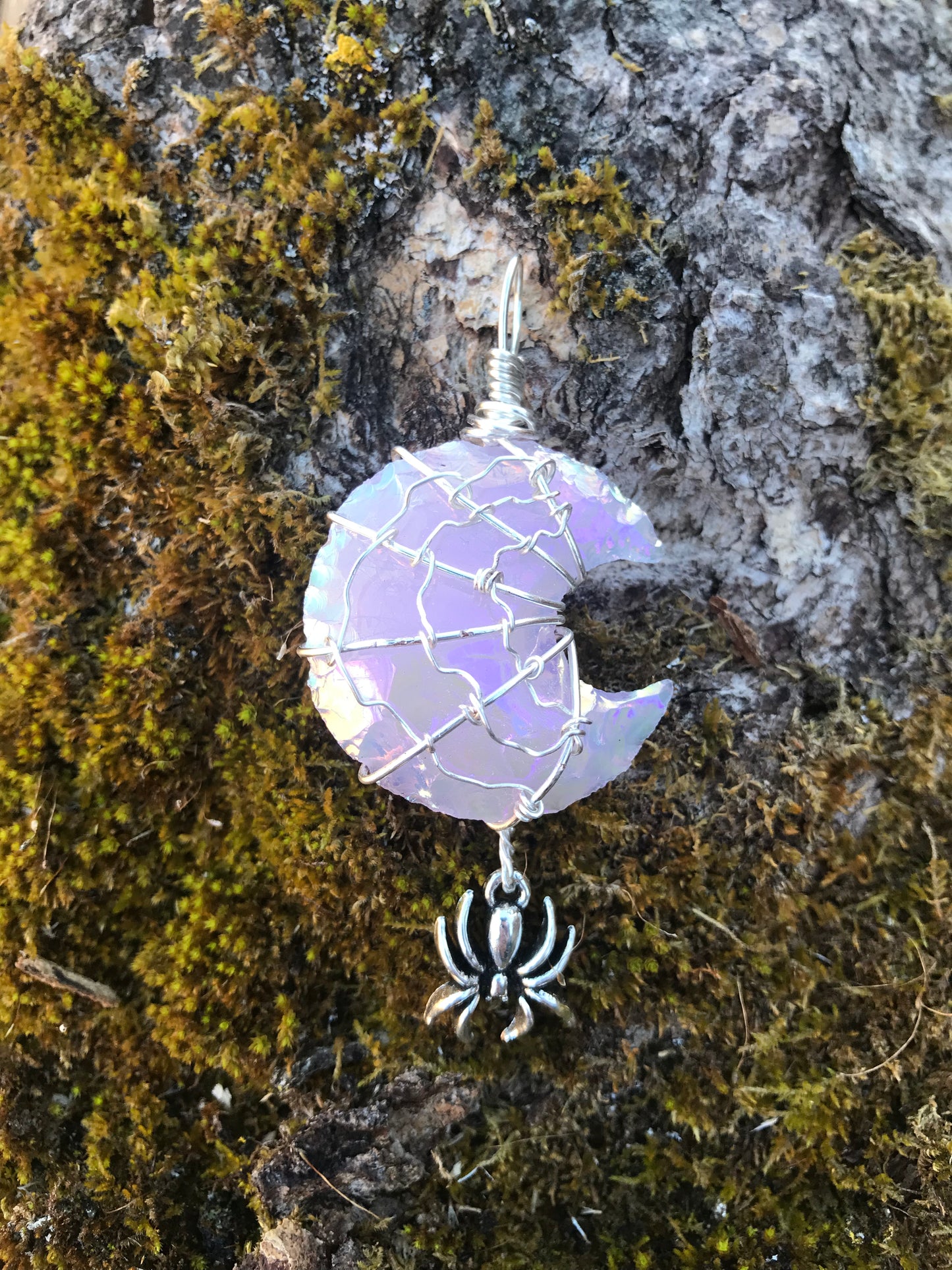 Custom Spider Web on Crescent Moon