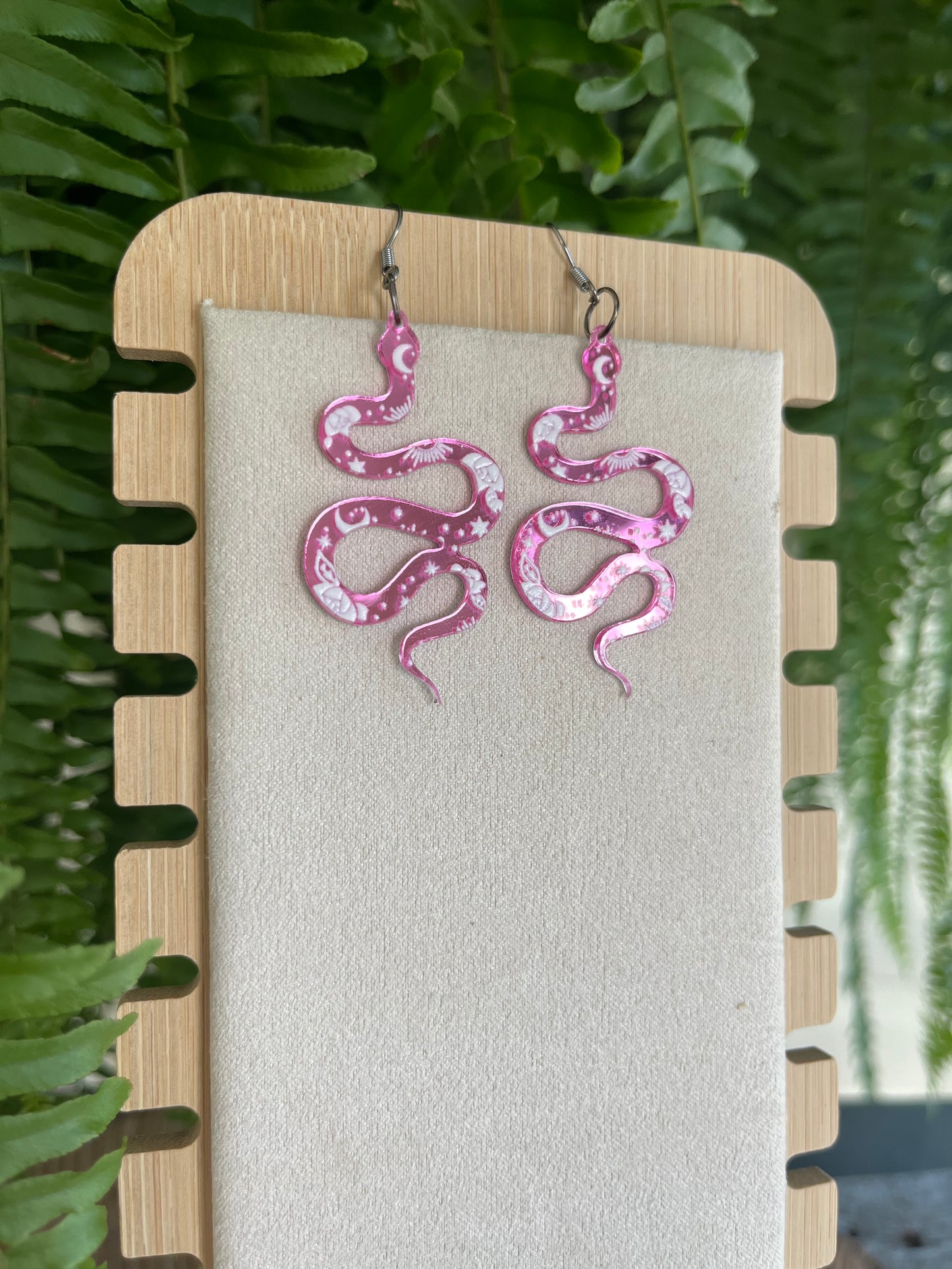 Pink Snake Earrings