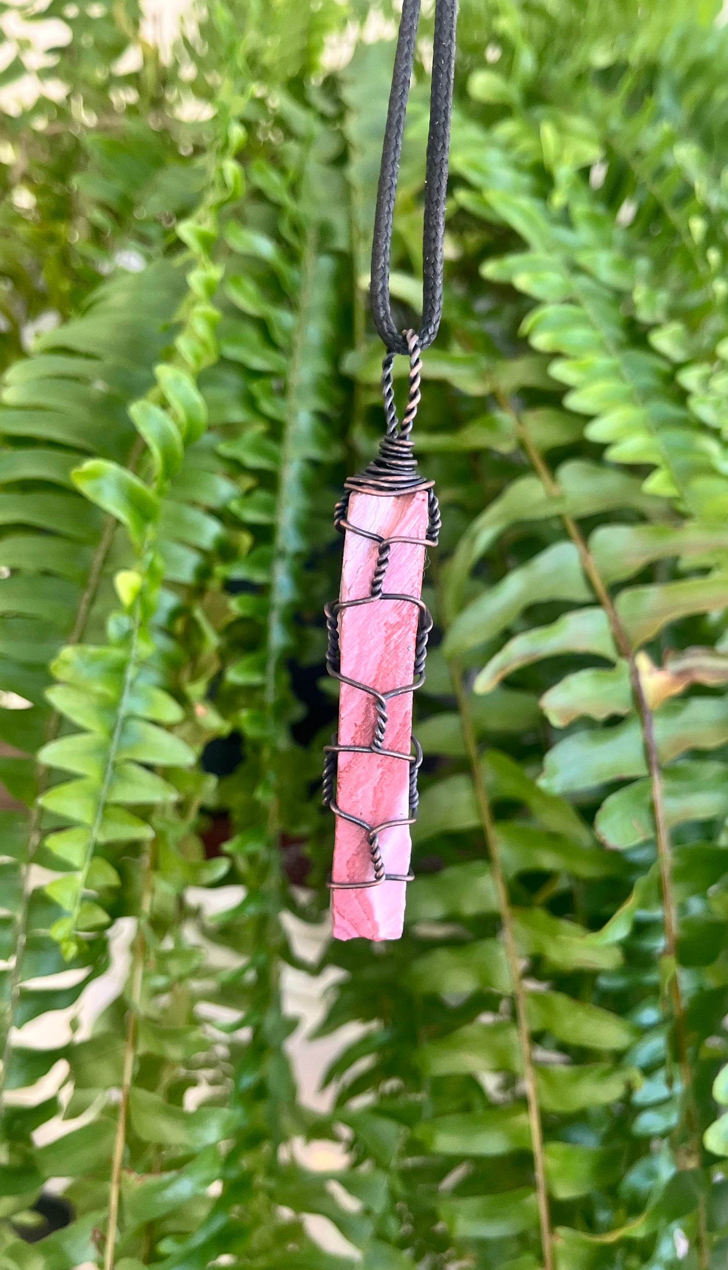 Raw Jasper Pendant – Hand-Cut & Copper Wire Wrapped | One-of-a-Kind Grounding Stone