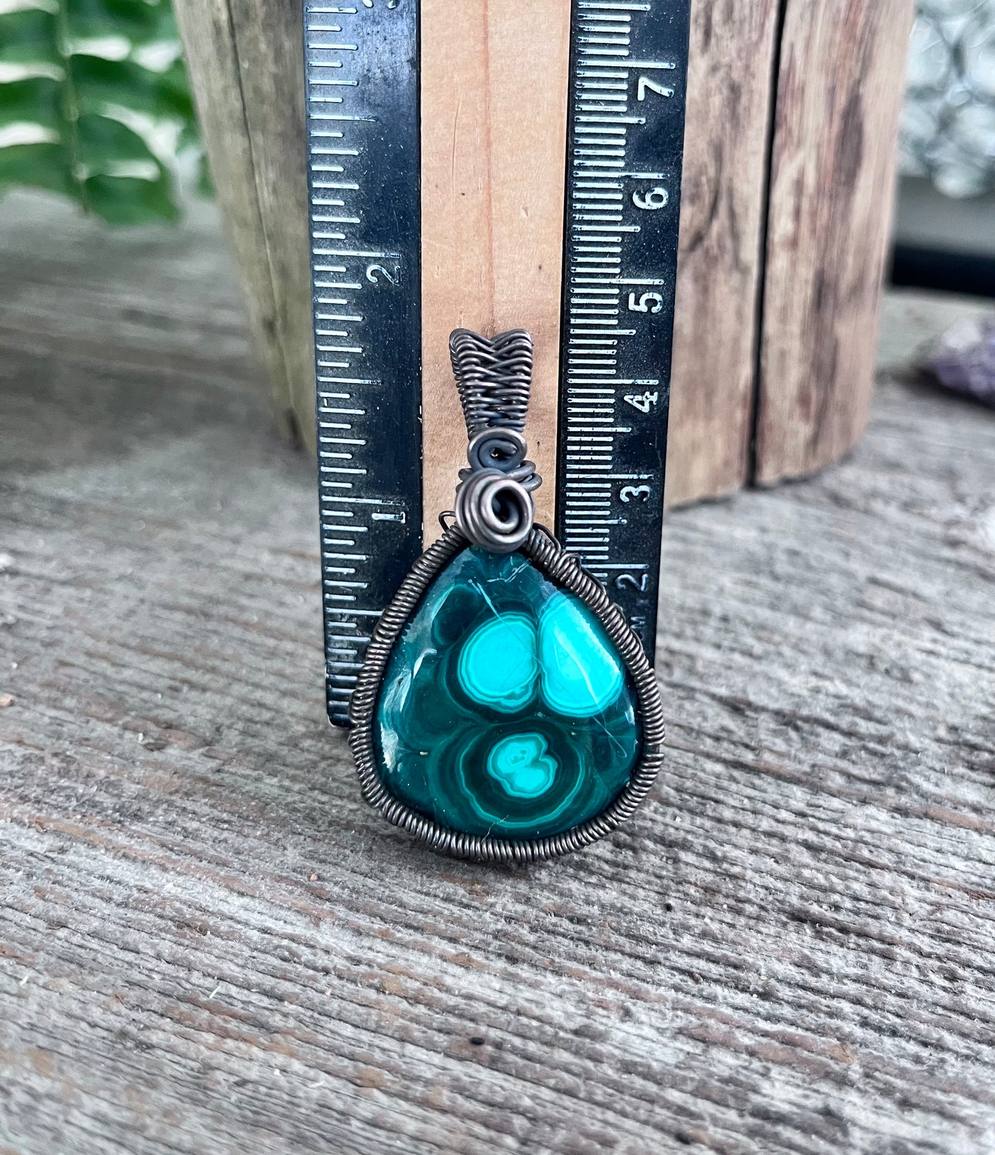 Malachite Copper Wire-Wrapped Pendant