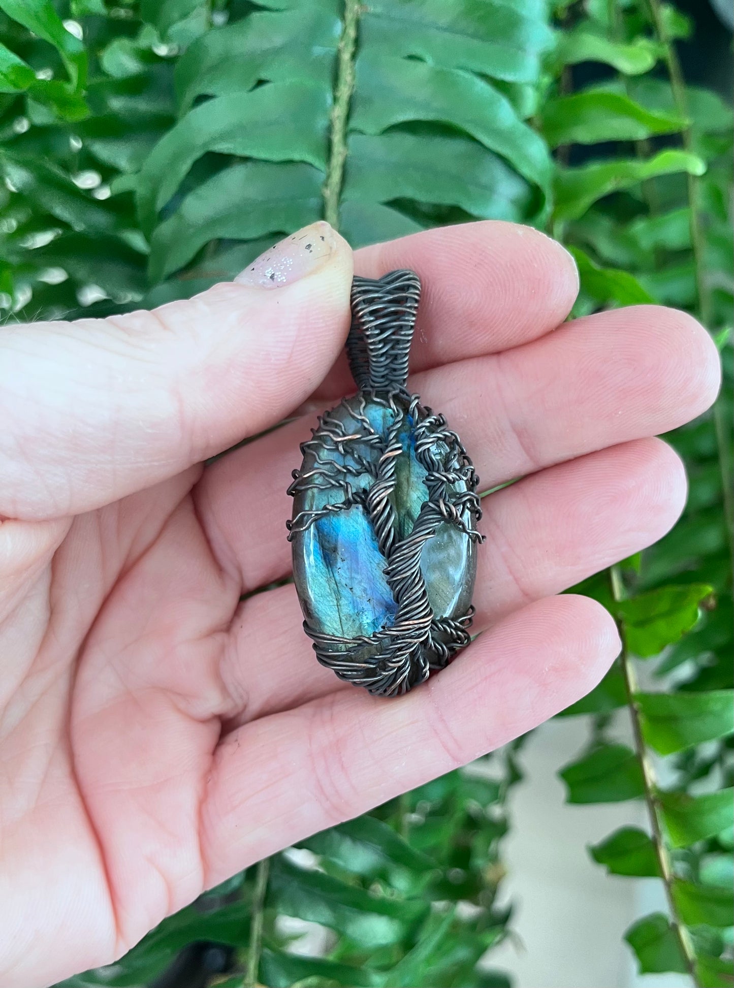 Labradorite Tree of Life Wire-Wrapped Pendant – Copper Wire