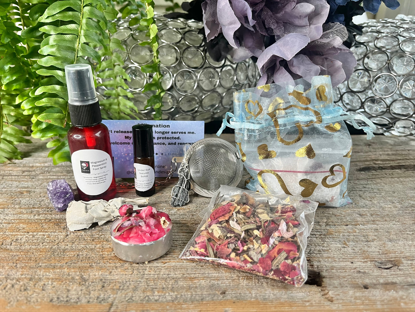 Energy Protection & Reset Ritual Kit | Self Care Gift Set with Sage, Kyanite Necklace, Herbal Bath Salts & Crystal Tea