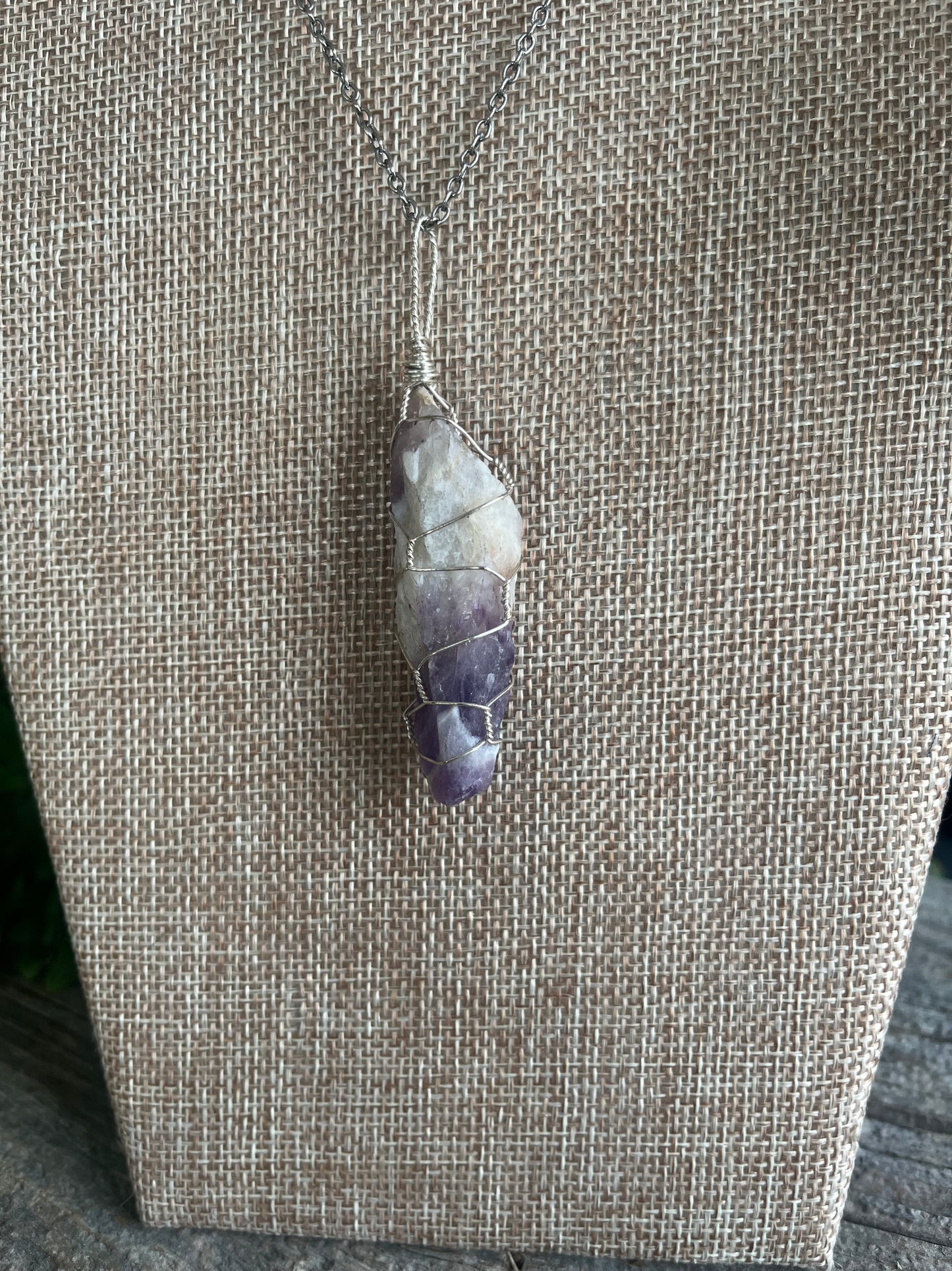 Rock-hounded & Tumbled Amethyst in silver wire