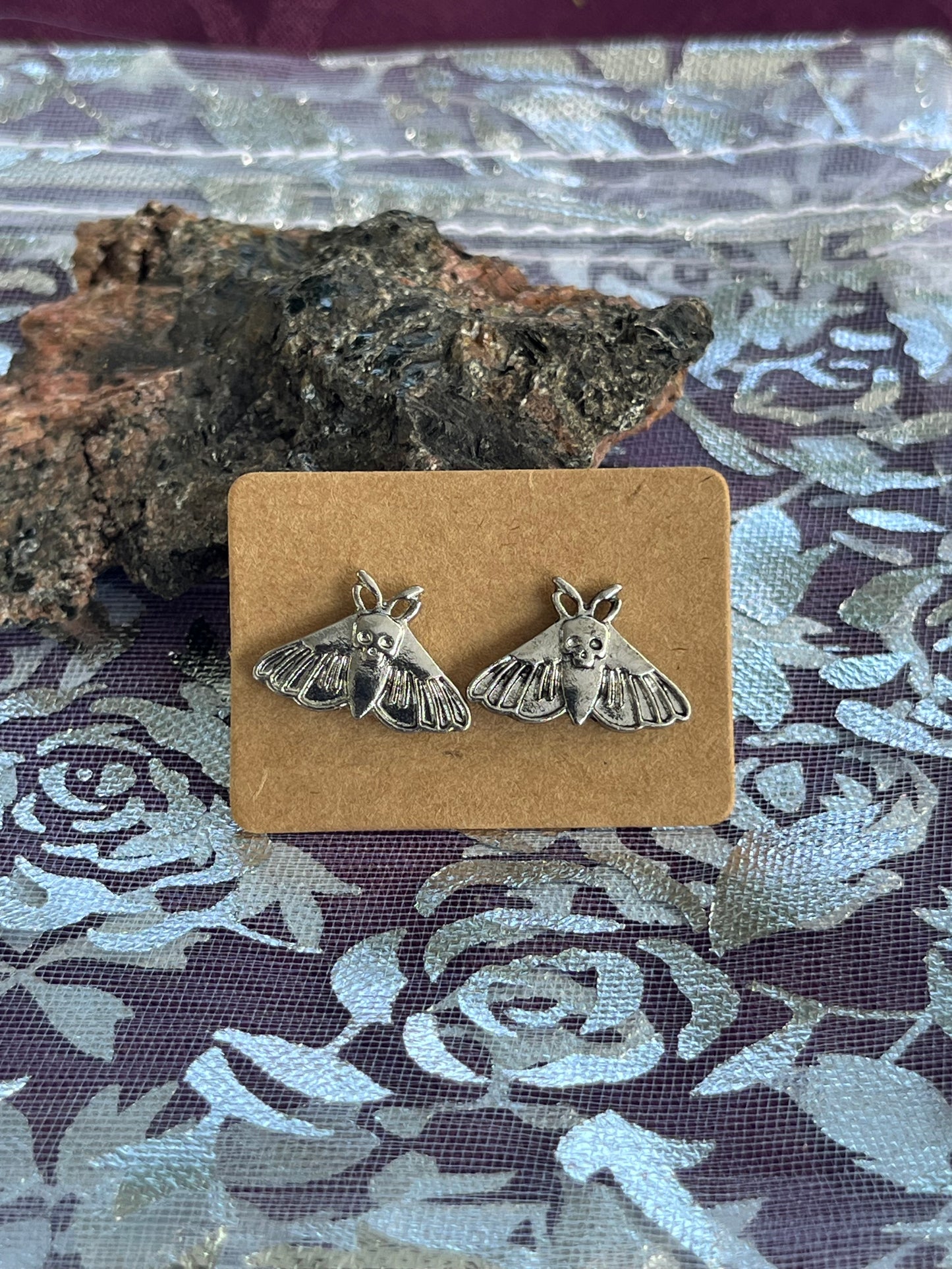 Moth & Skull Stud Earrings