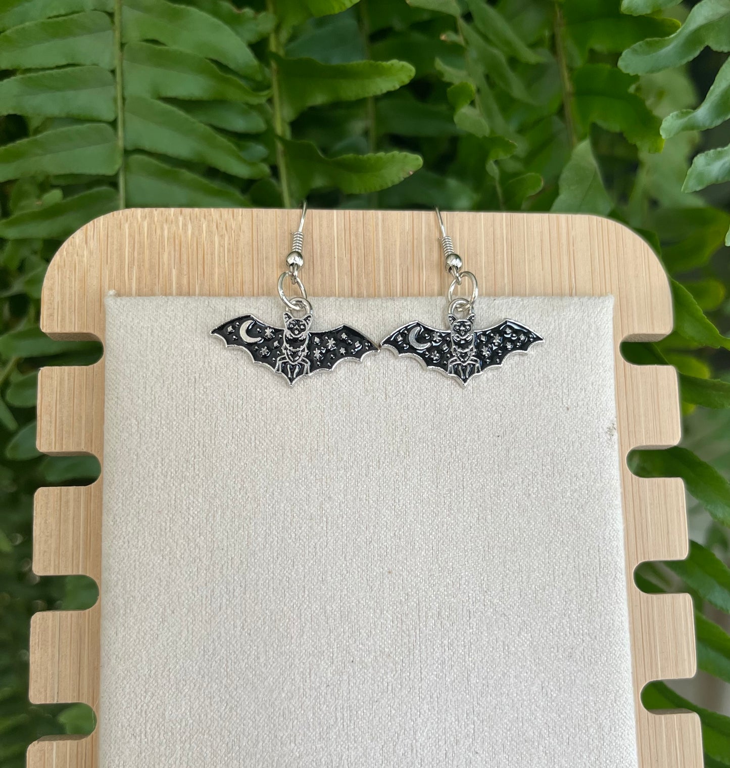 Black & Silver Bat Earrings