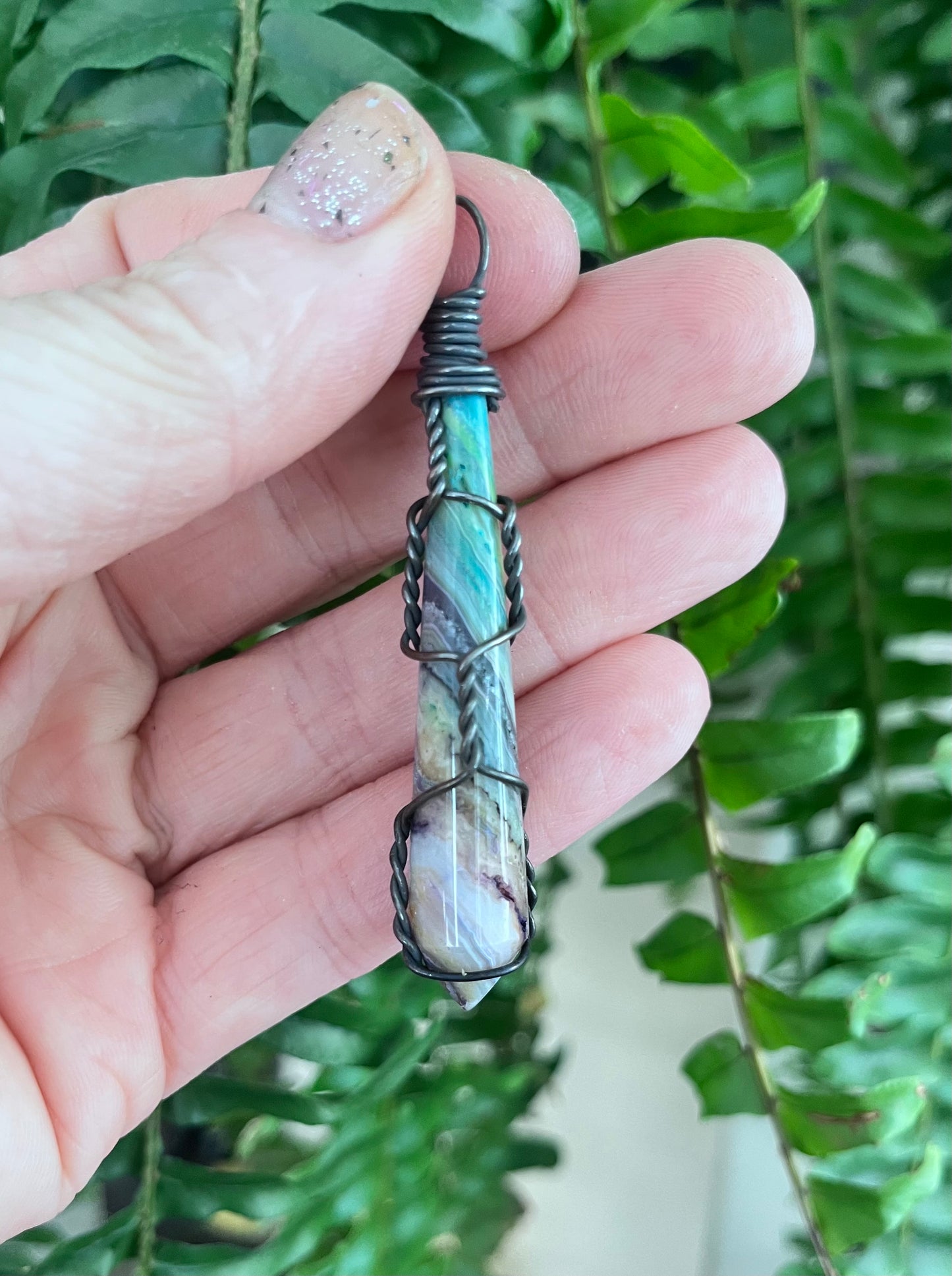 Palm Root Copper Wire-Wrapped Pendant