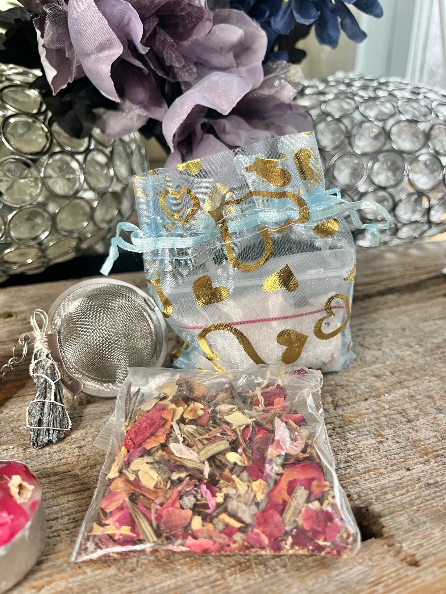 Energy Protection & Reset Ritual Kit | Self Care Gift Set with Sage, Kyanite Necklace, Herbal Bath Salts & Crystal Tea