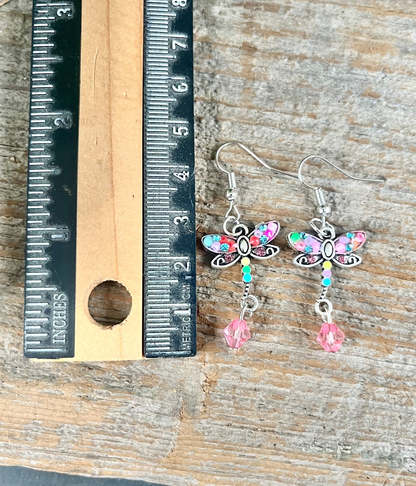 Colorful Dragonfly Pink Dangle Earrings – Whimsical Fairy Garden Jewelry