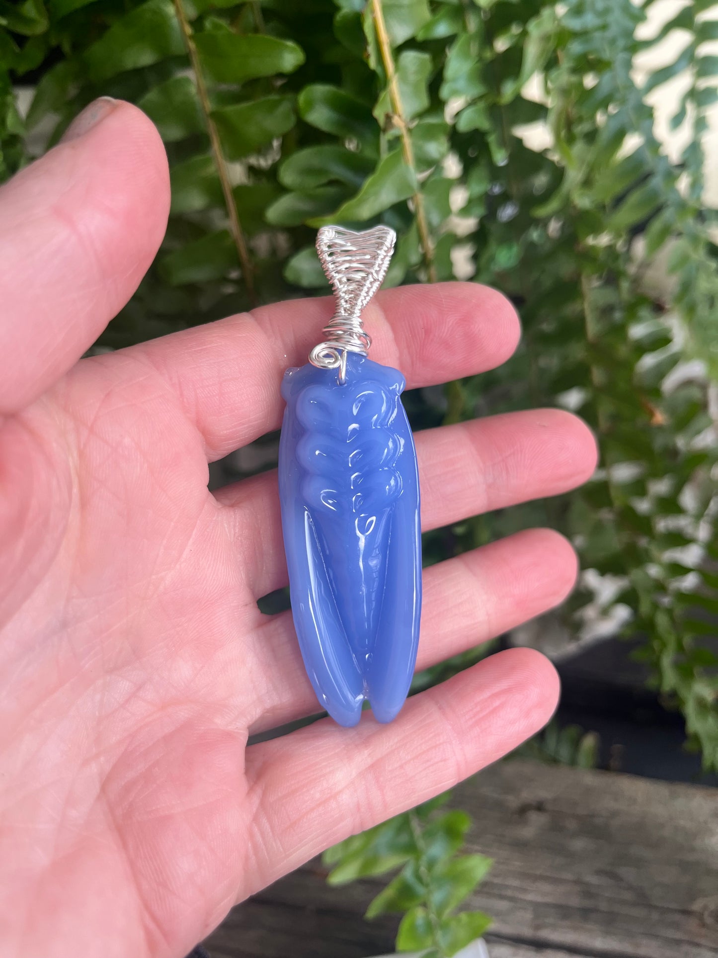 Blue Jade Cicada Pendant – Carved Renewal Talisman