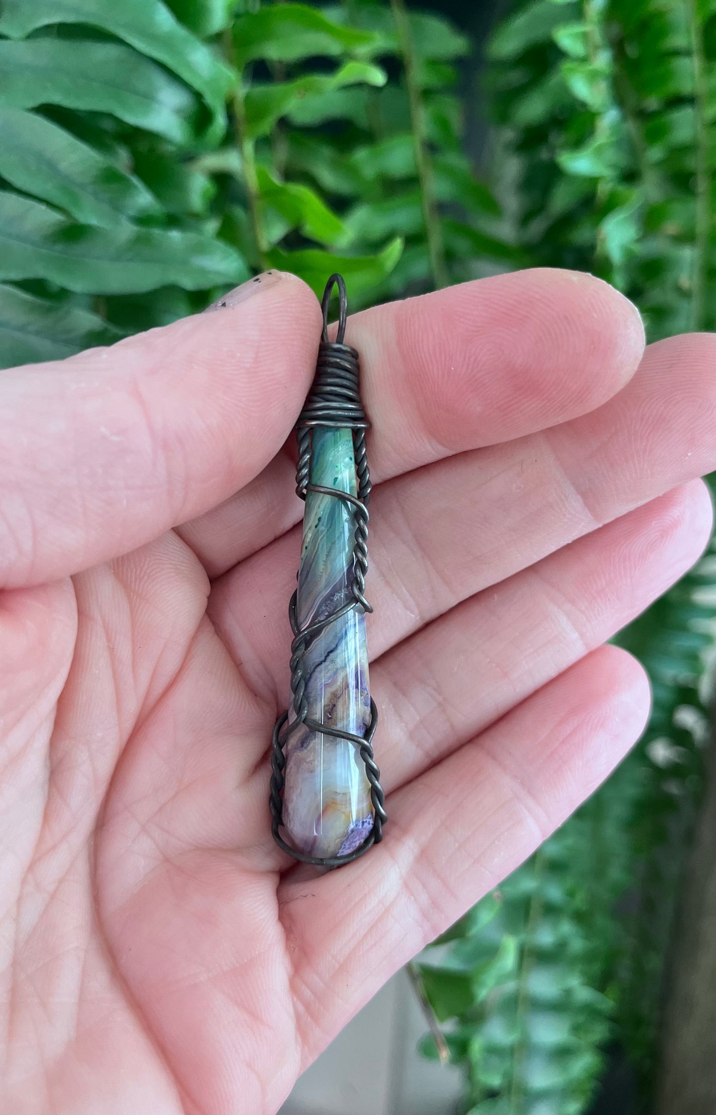 Palm Root Copper Wire-Wrapped Pendant