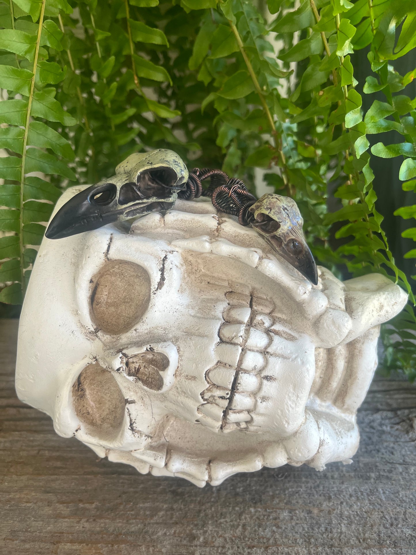 Custom Acrylic Raven Skull Pendant – Choose Your Wire (Black, Copper, or Silver)