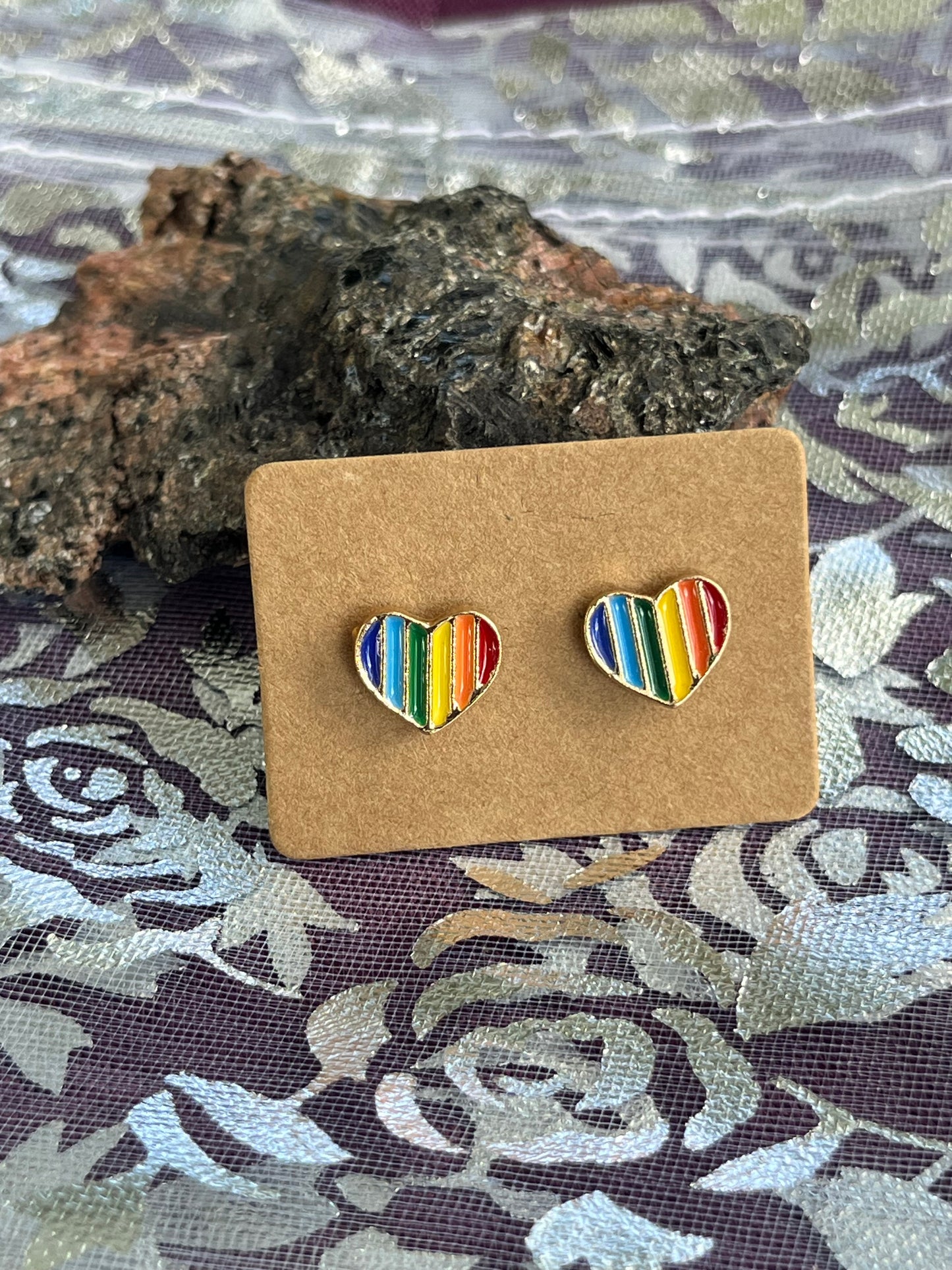 Heart Stud Earrings, Pride, Rainbow