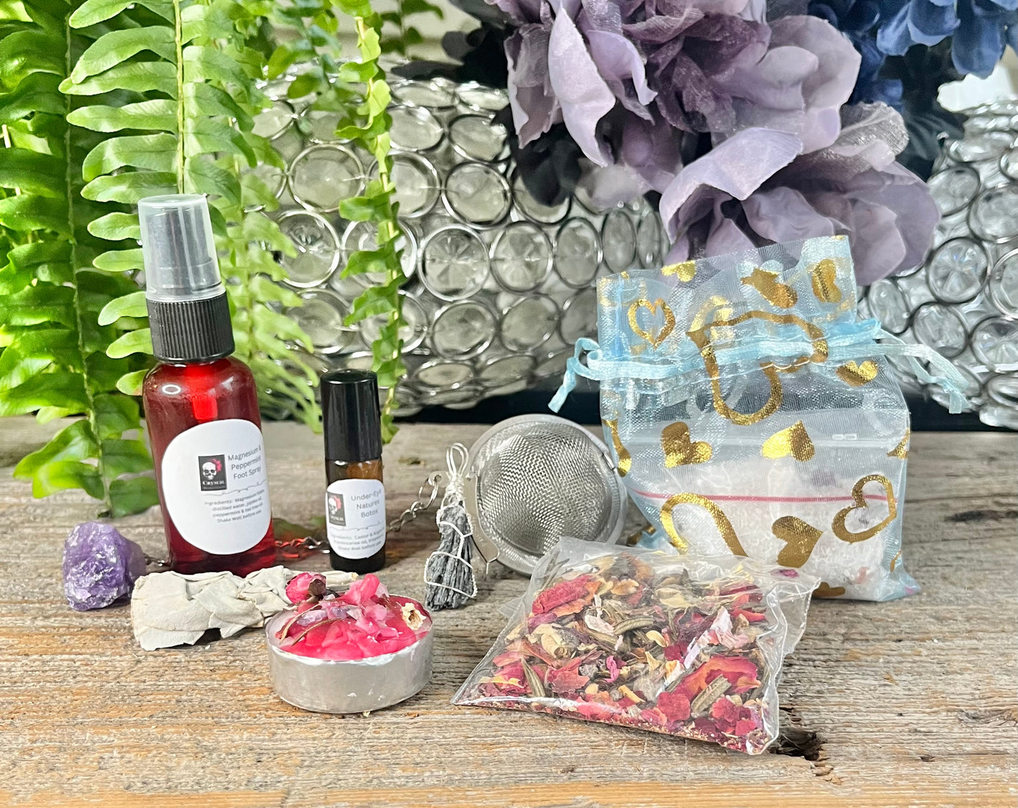 Energy Protection & Reset Ritual Kit | Self Care Gift Set with Sage, Kyanite Necklace, Herbal Bath Salts & Crystal Tea