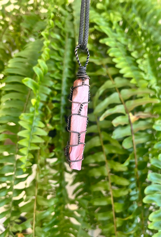Raw Jasper Pendant – Hand-Cut & Copper Wire Wrapped | One-of-a-Kind Grounding Stone