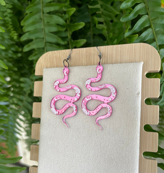 Pink Snake Earrings