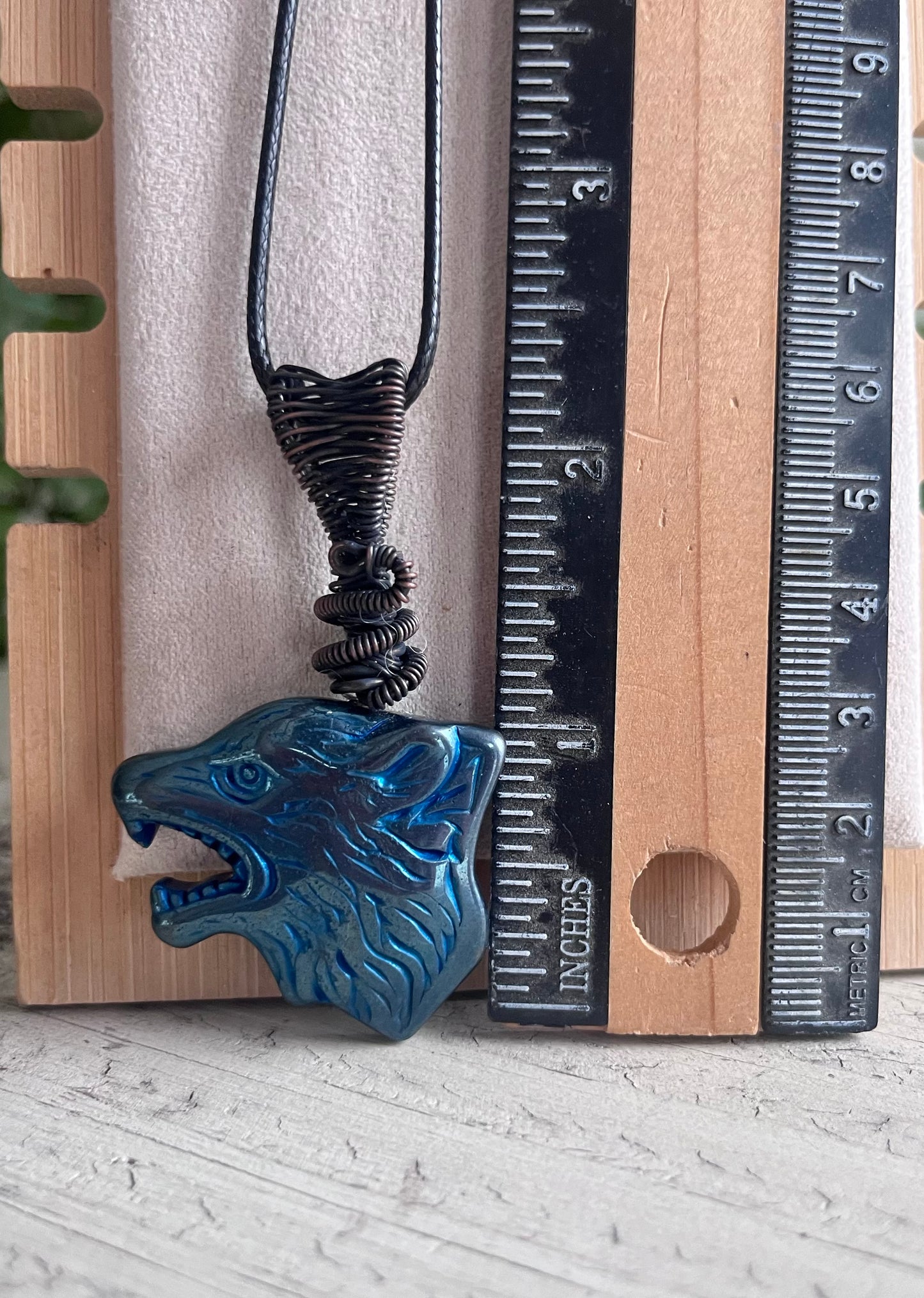 Rainbow Obsidian Wolf Necklace | Hand-Wrapped Guardian Spirit Pendant