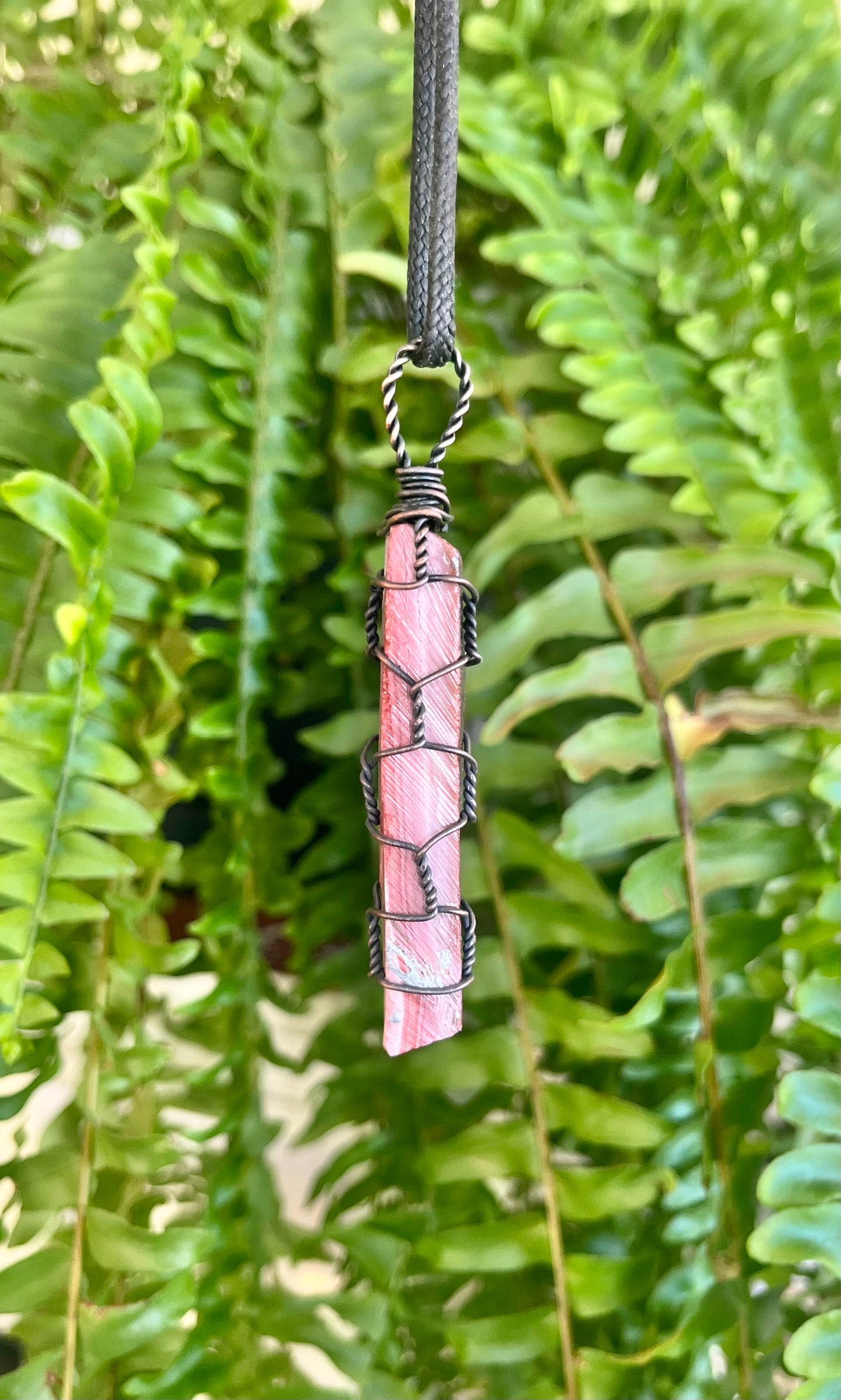 Raw Jasper Pendant – Hand-Cut & Copper Wire Wrapped | One-of-a-Kind Grounding Stone