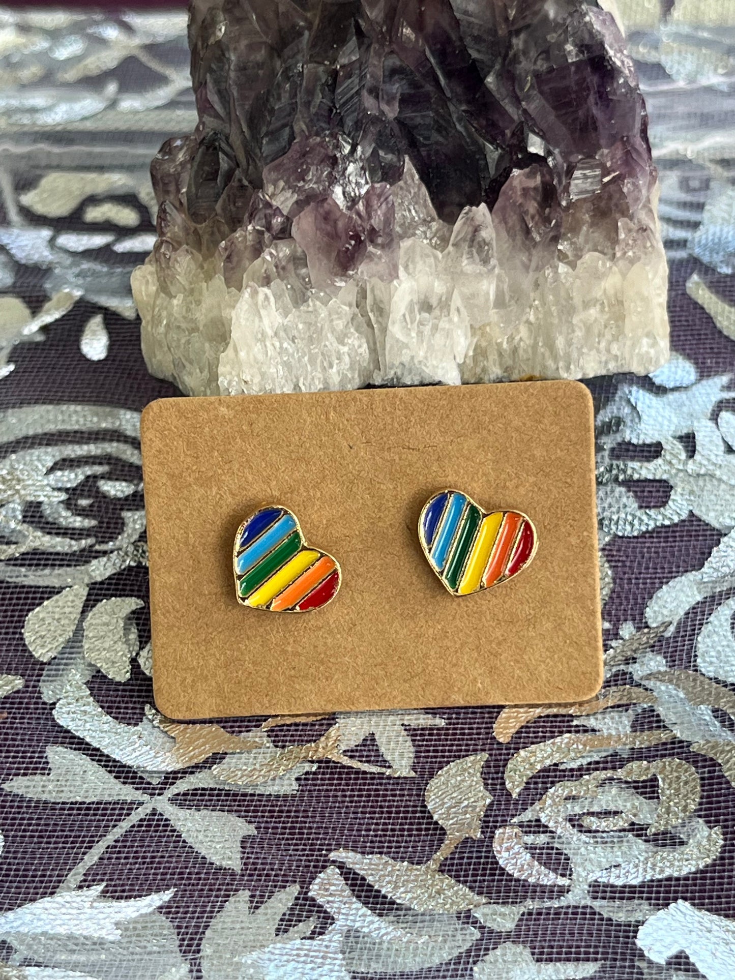 Heart Stud Earrings, Pride, Rainbow