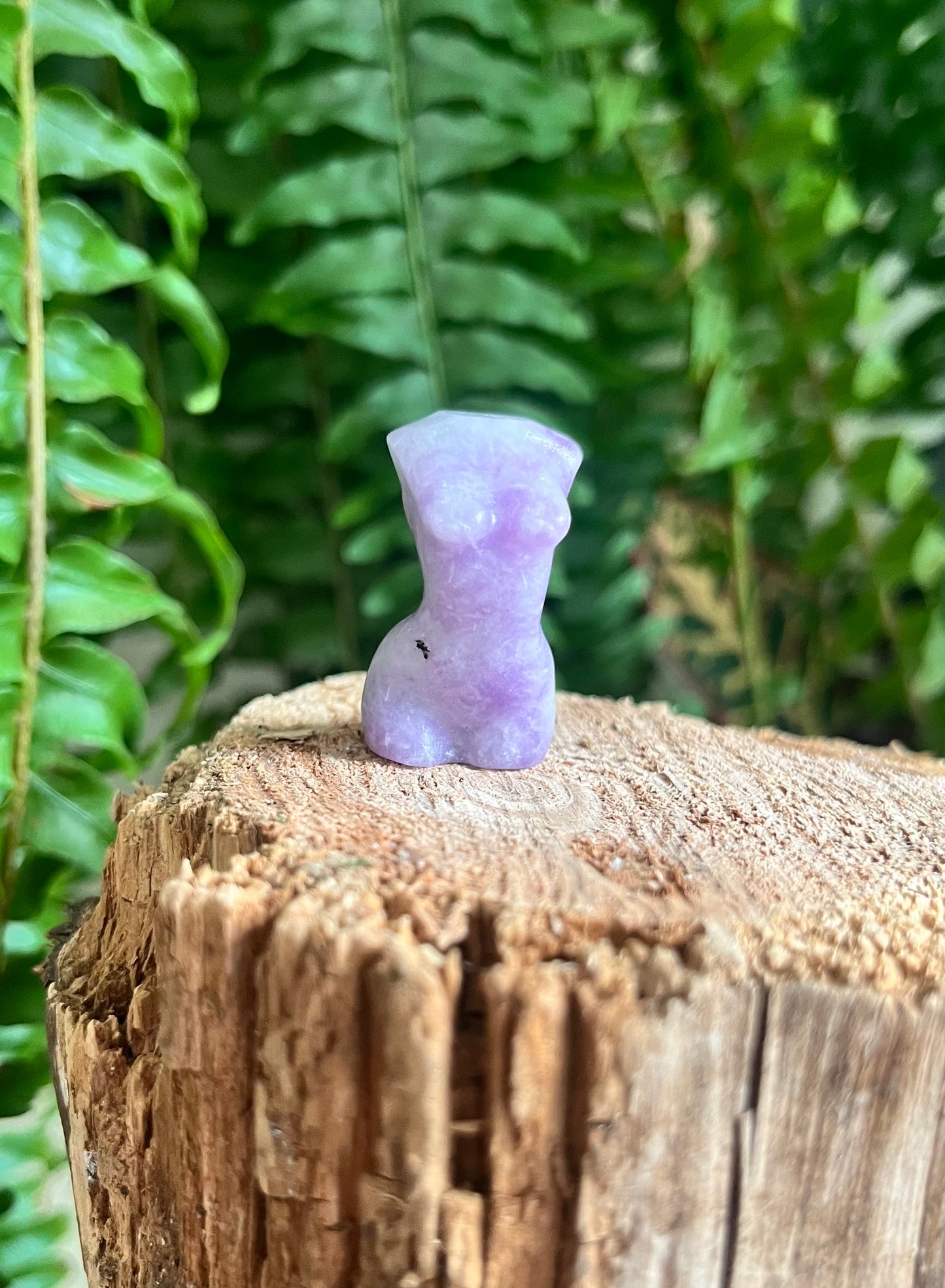 Mini Lepidolite Goddess Carving | Divine Feminine Crystal Figurine | Pocket Altar Stone