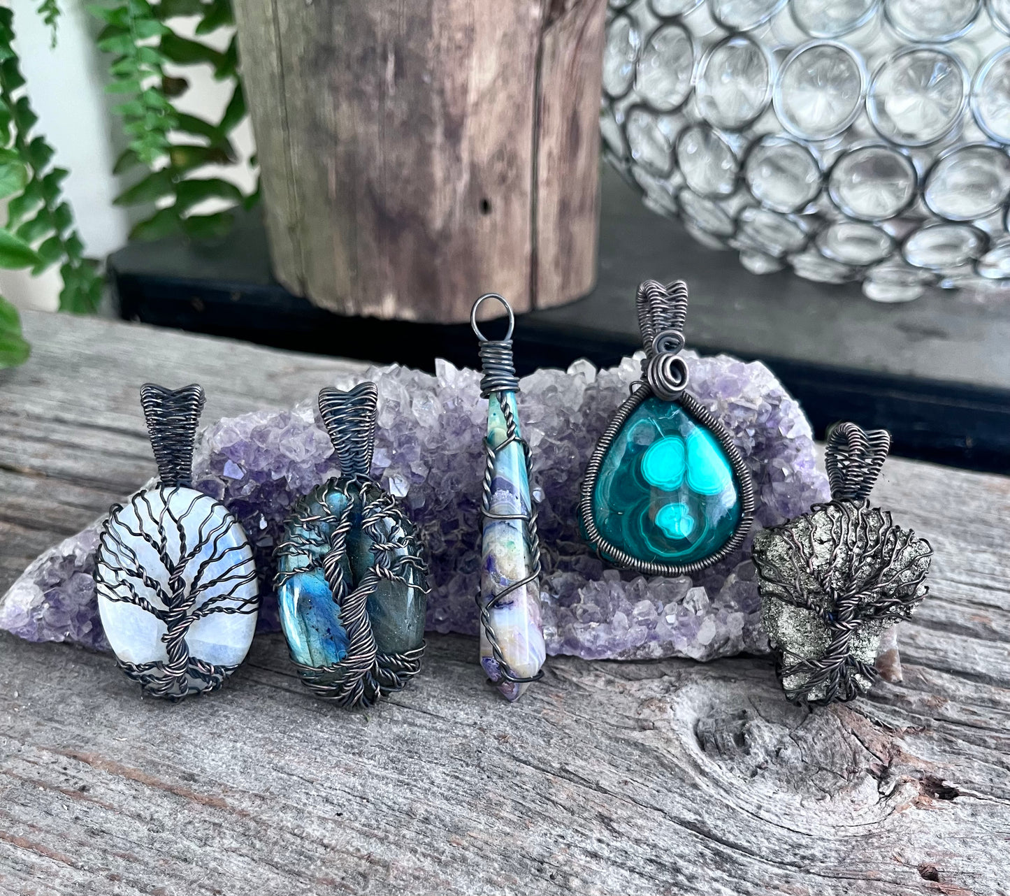Moonstone Tree of Life Wire-Wrapped Pendant – Copper Wire