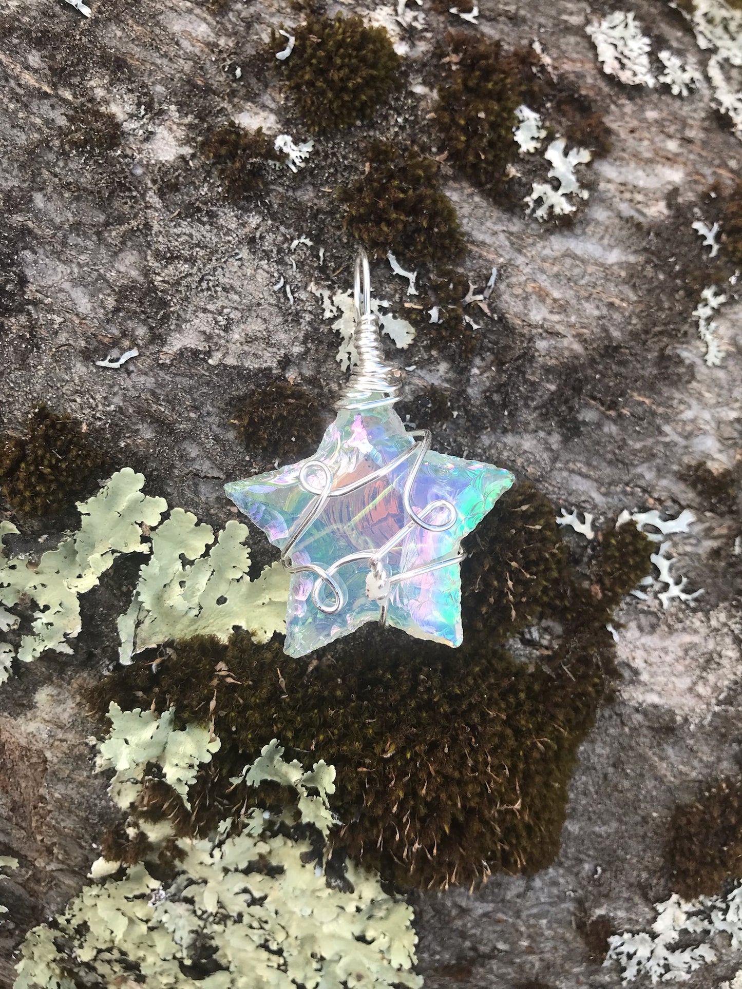 Aura Opalite Star in Silver Wire