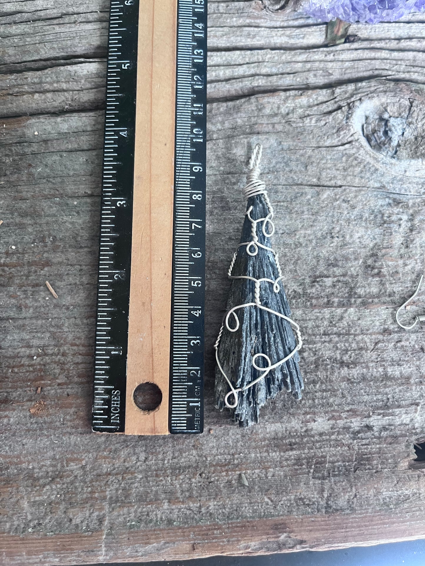 Handmade Black Kyanite Wire Wrapped Pendant – Protective Energy Crystal Necklace