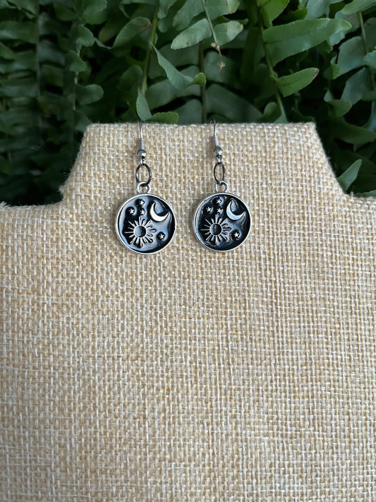 Black & Silver Celestial Earrings