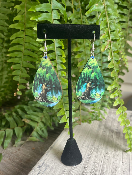 Mystic Forest Earrings – Lightweight Teardrop Woodland Art Jewelry