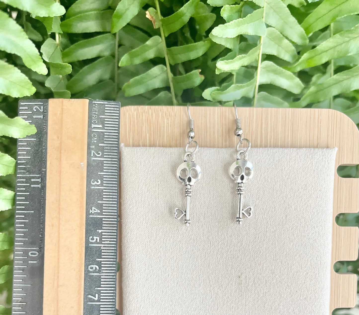 Skeleton Key Earrings on silver stainless steel hooks