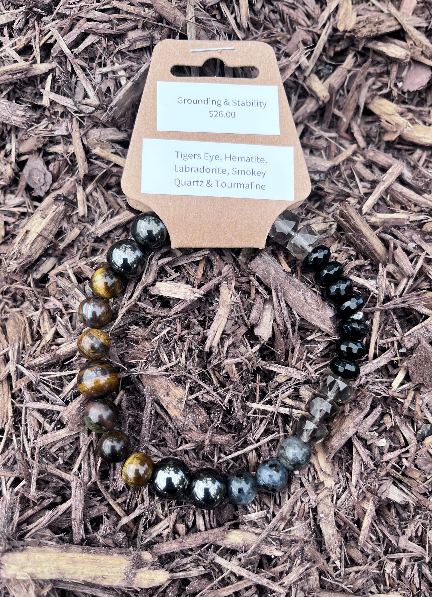 “Grounding & Stability” Bracelet – Tiger’s Eye, Hematite, Labradorite, Smoky Quartz & Tourmaline