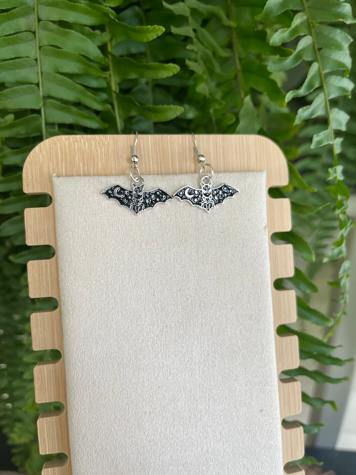 Black & Silver Bat Earrings