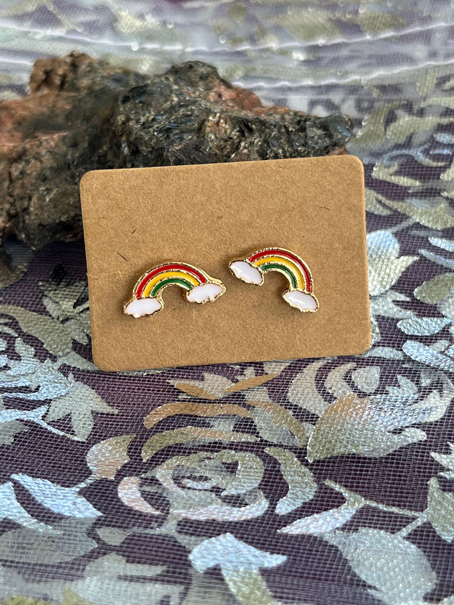 Rainbow & Clouds Stud Earrings, Pride