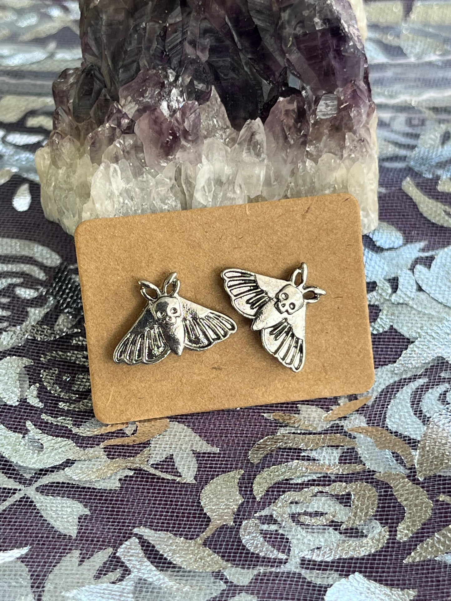 Moth & Skull Stud Earrings