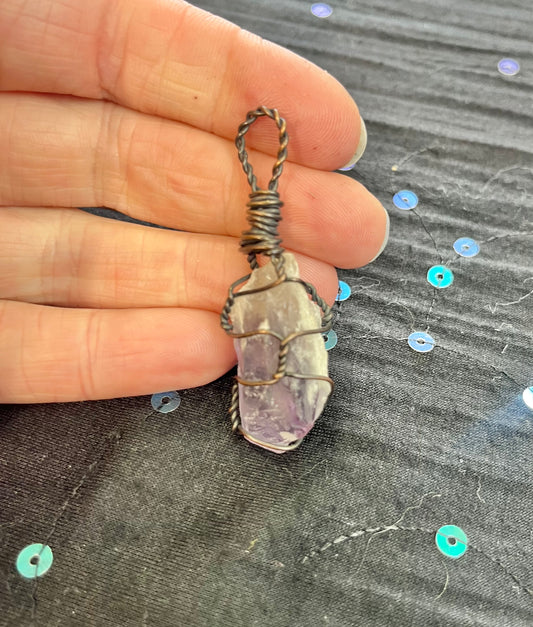Rock-hounded Amethyst in copper wire