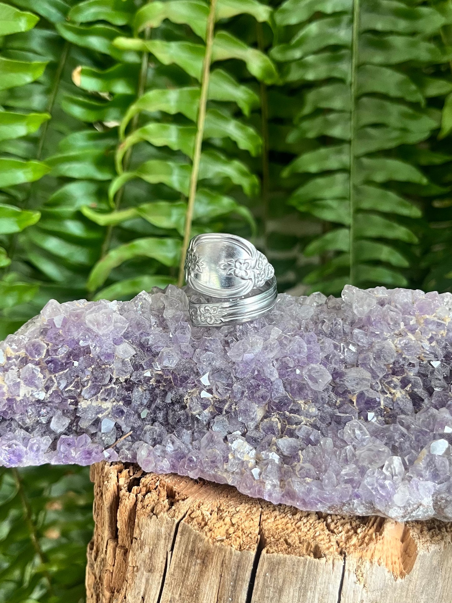 Handmade Wire Wrapped Spoon Ring – Floral Silverware Ring – Upcycled Cutlery Jewellery
