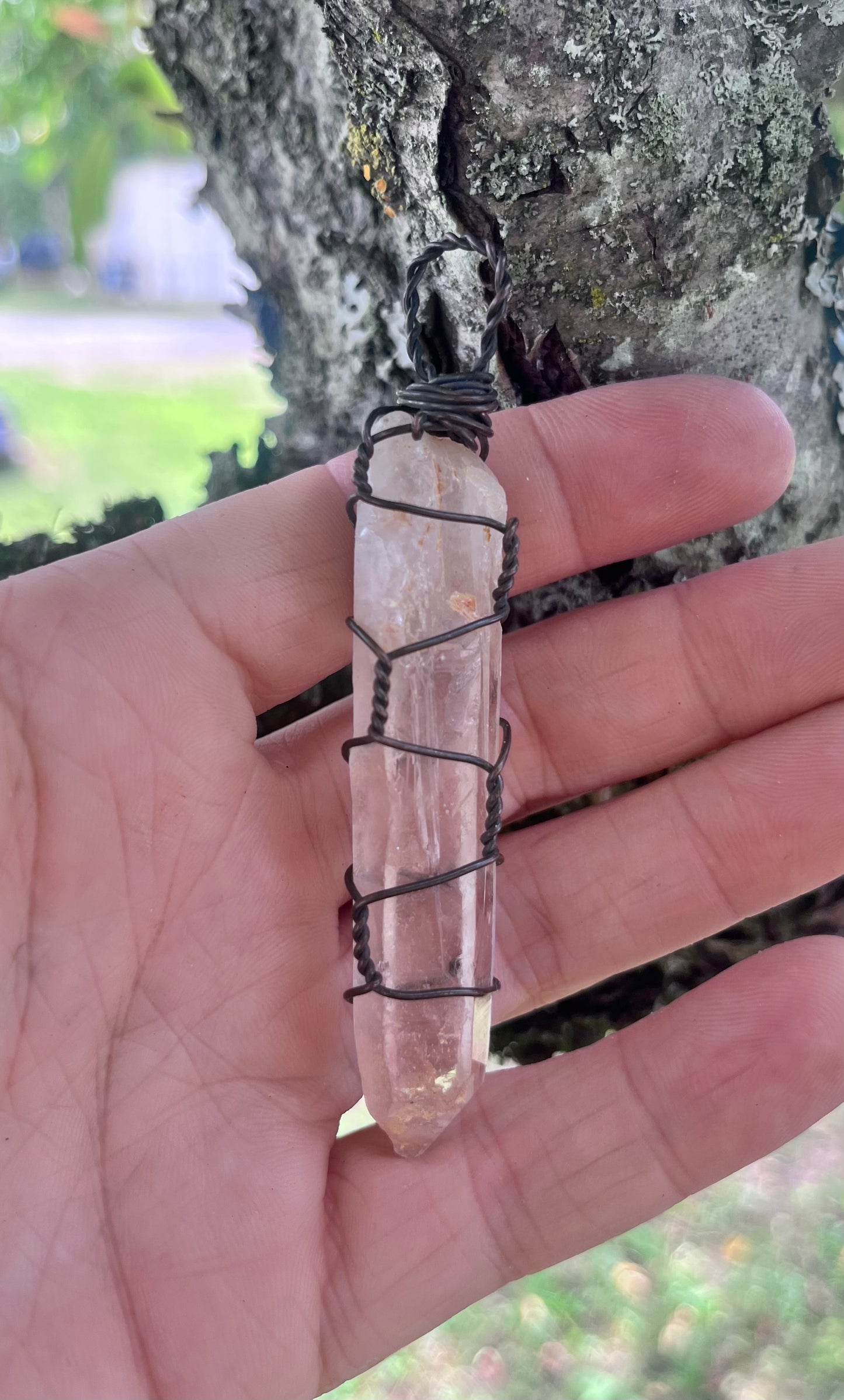 Clear Quartz Point Pendant in Oxidized Copper Wire Wrap | Handcrafted Crystal Necklace